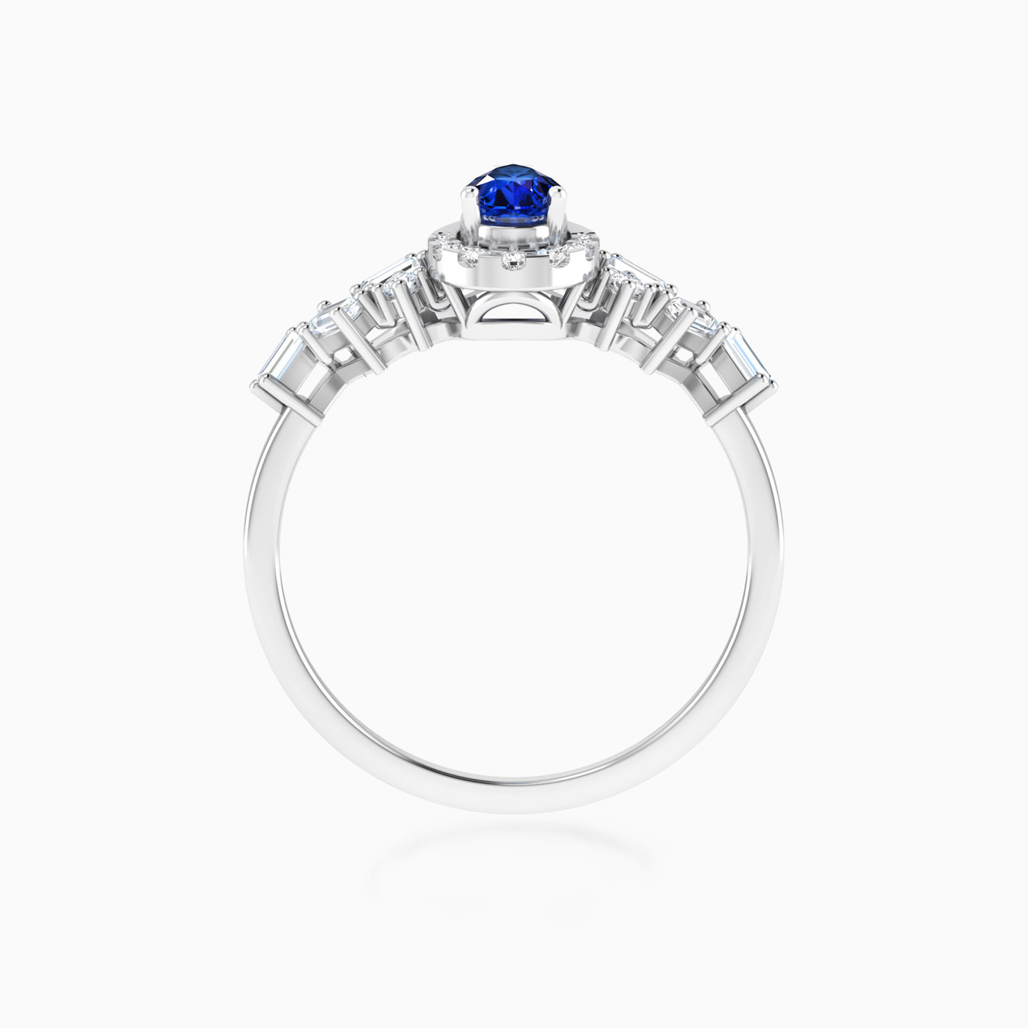 Teardrop Blue Stone & Diamond Ring in 18K Gold - 4 Teardrop Blue Stone & Diamond Ring in 18K Gold - 4