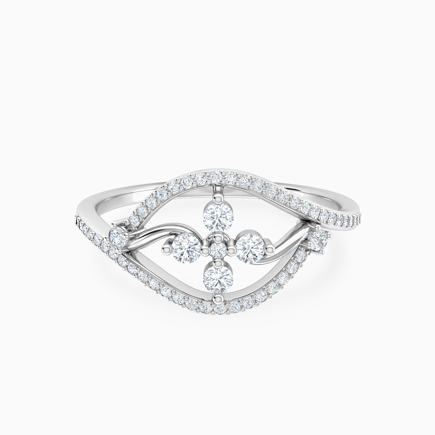Marquise Eye Design Diamond Split Shank Ring in 18K Gold Marquise Eye Design Diamond Split Shank Ring in 18K Gold