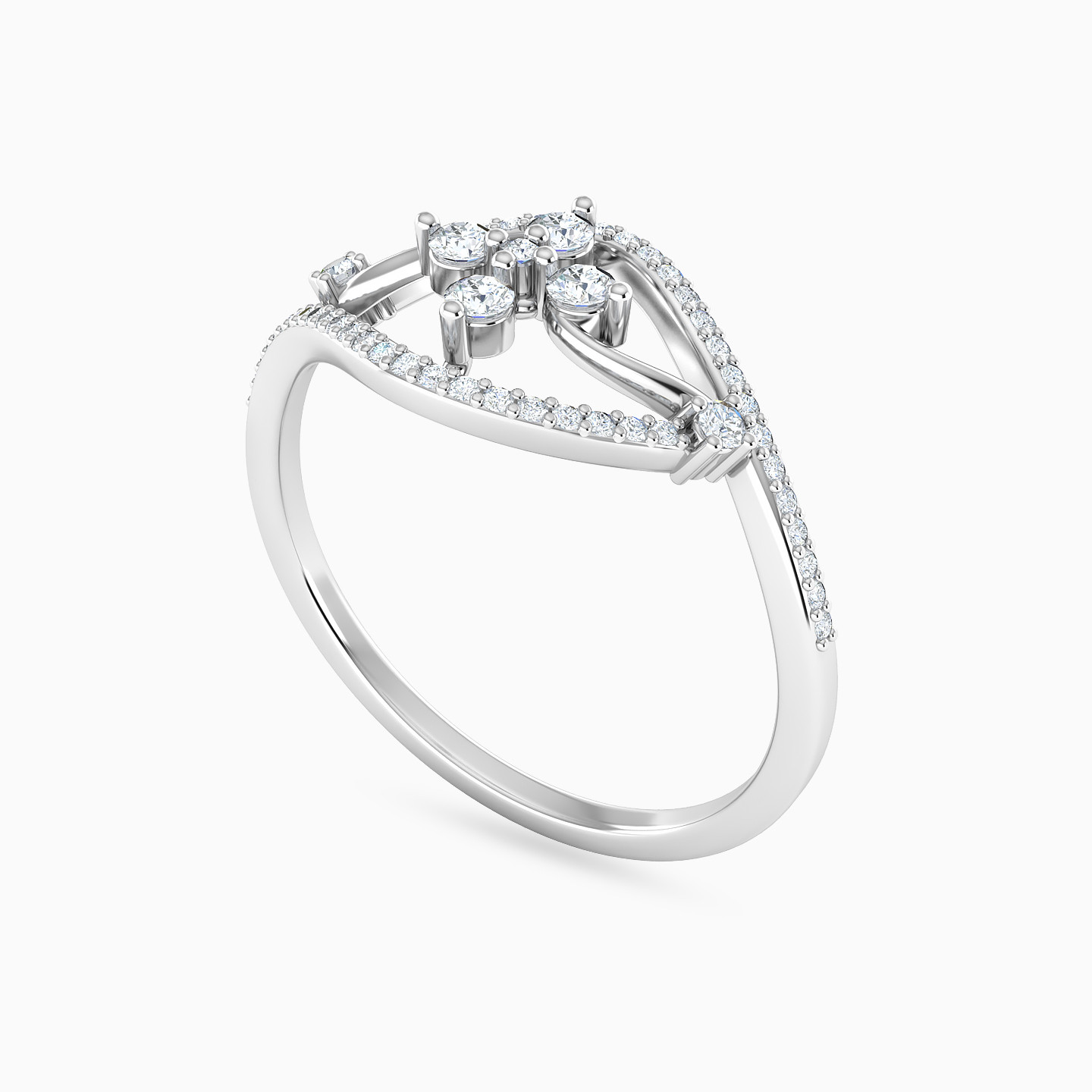 Marquise Eye Design Diamond Split Shank Ring in 18K Gold - 3 Marquise Eye Design Diamond Split Shank Ring in 18K Gold - 3