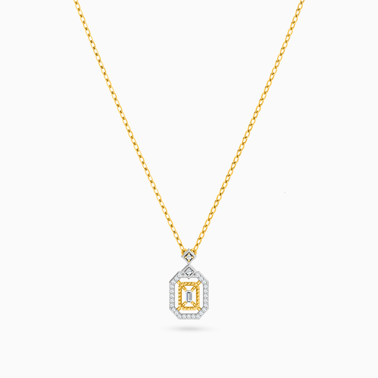 سلسلة ذهب مستطيلة عيار 18 قيراط مزينة بالألماس - 3 سلسلة ذهب مستطيلة عيار 18 قيراط مزينة بالألماس - 3