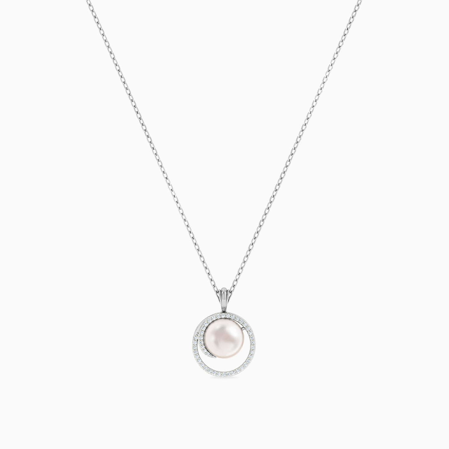  سلسلة ذهب دائري عيار 18 قيراط مزينة بالألماس واللؤلؤ   - 5