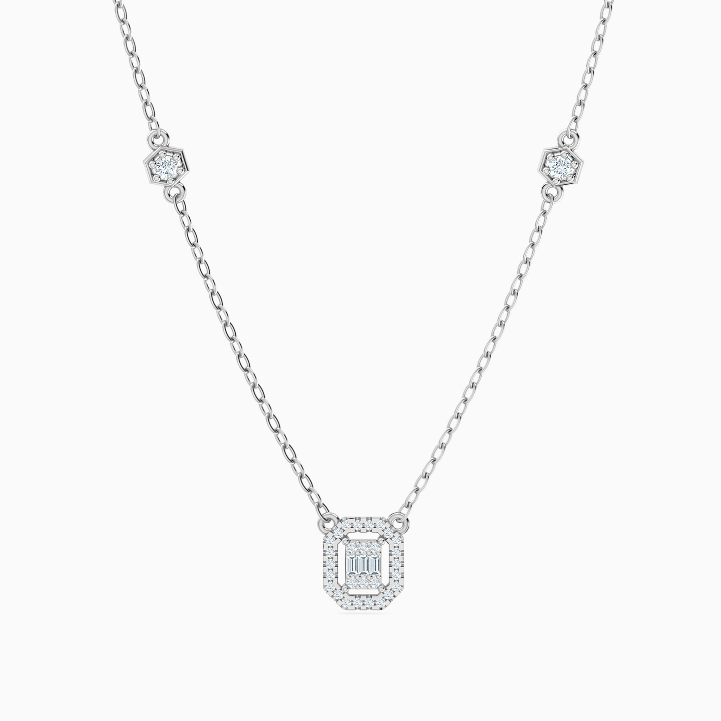 Octagonal Halo Diamond Necklace in 18K Gold Octagonal Halo Diamond Necklace in 18K Gold