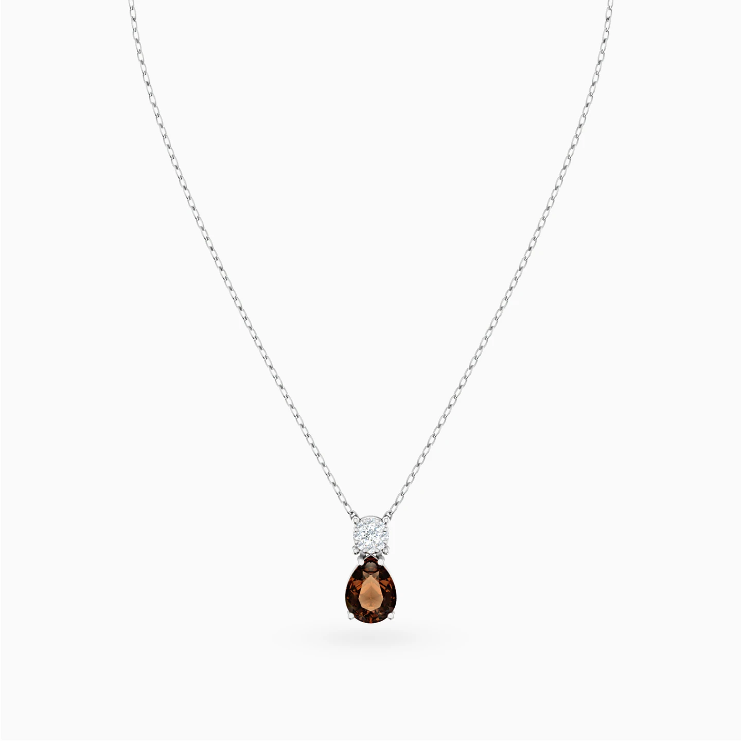سلسلة شكل قطرة ذهب عيار 18 قيراط مزينة بالألماس وحجر بني - 5 سلسلة شكل قطرة ذهب عيار 18 قيراط مزينة بالألماس وحجر بني - 5