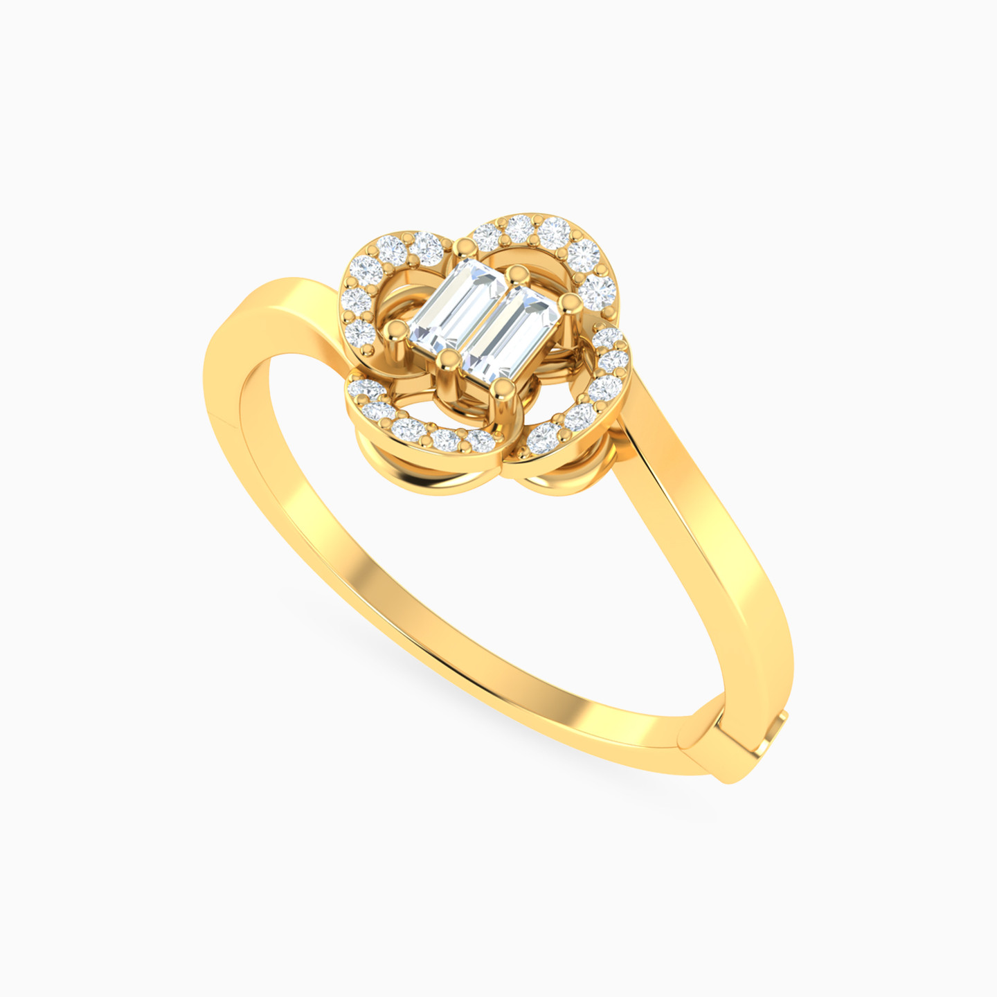 خاتم شكل وردة ببتلات مفتوحة ذهب عيار 18 قيراط مزين بالألماس - 3 خاتم شكل وردة ببتلات مفتوحة ذهب عيار 18 قيراط مزين بالألماس - 3