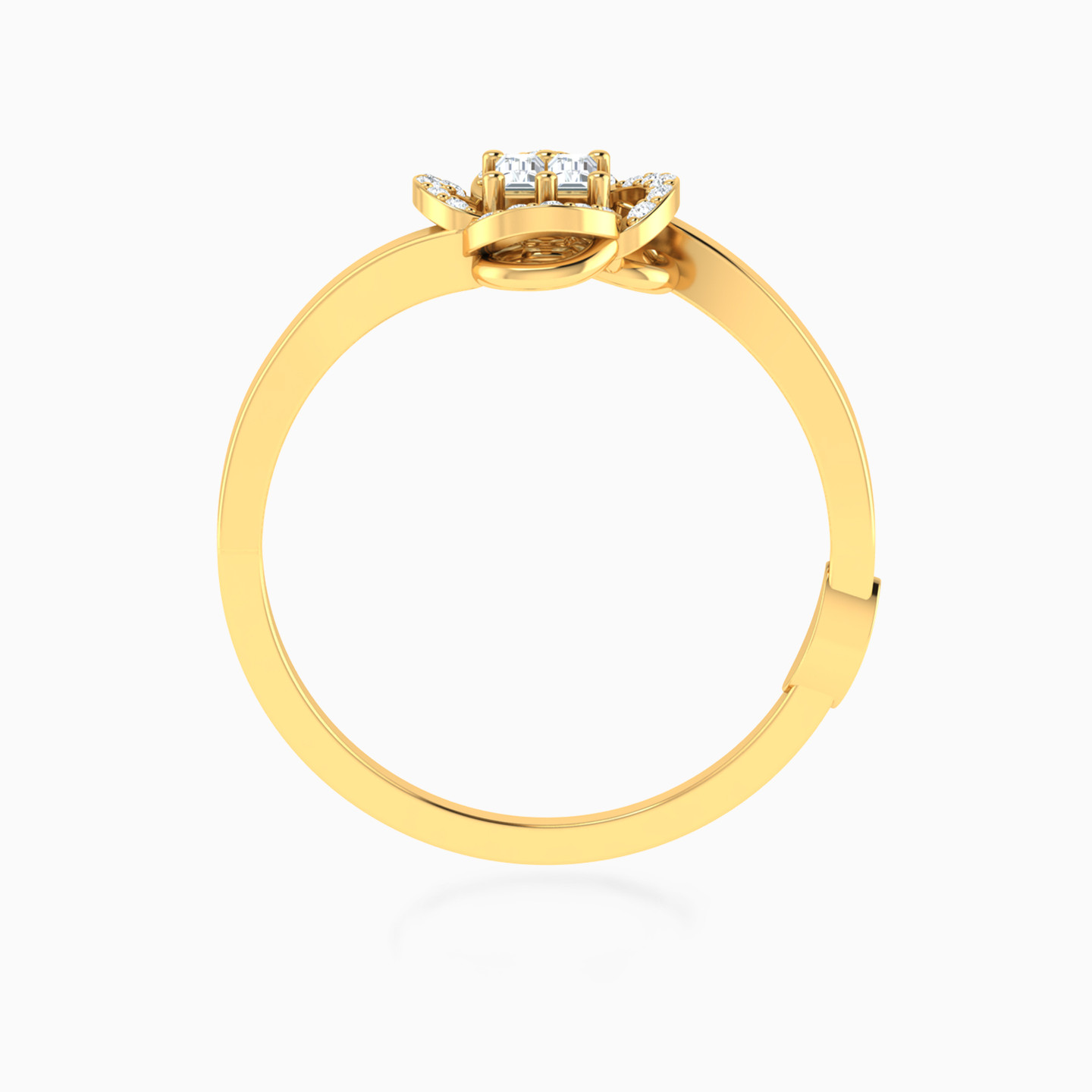 خاتم شكل وردة ببتلات مفتوحة ذهب عيار 18 قيراط مزين بالألماس - 4 خاتم شكل وردة ببتلات مفتوحة ذهب عيار 18 قيراط مزين بالألماس - 4