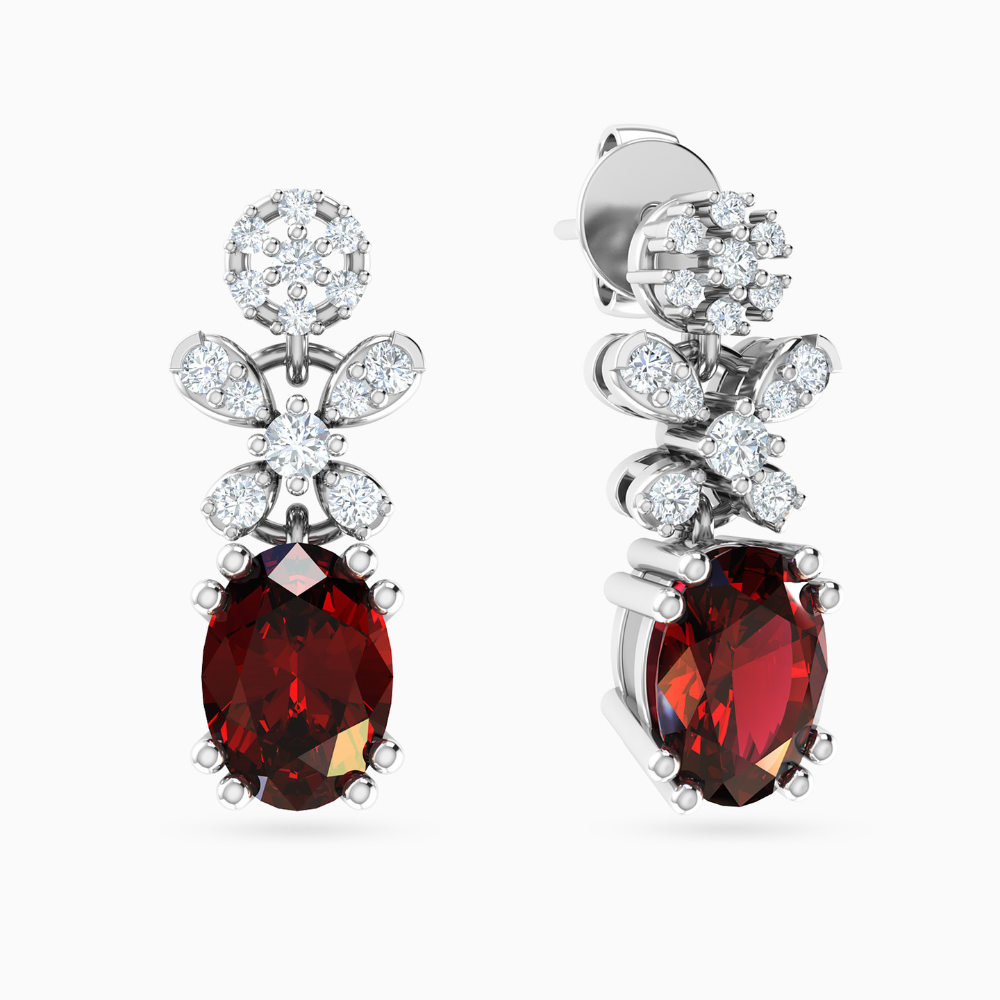 Petals Red Stone & Diamond Drop Earrings in 18K Gold Petals Red Stone & Diamond Drop Earrings in 18K Gold