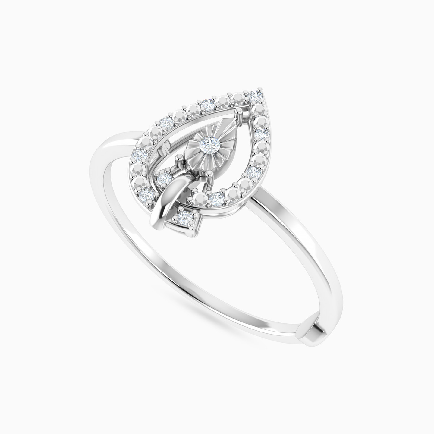 Teardrop Frame Diamond Rings in 18K Gold - 3 Teardrop Frame Diamond Rings in 18K Gold - 3