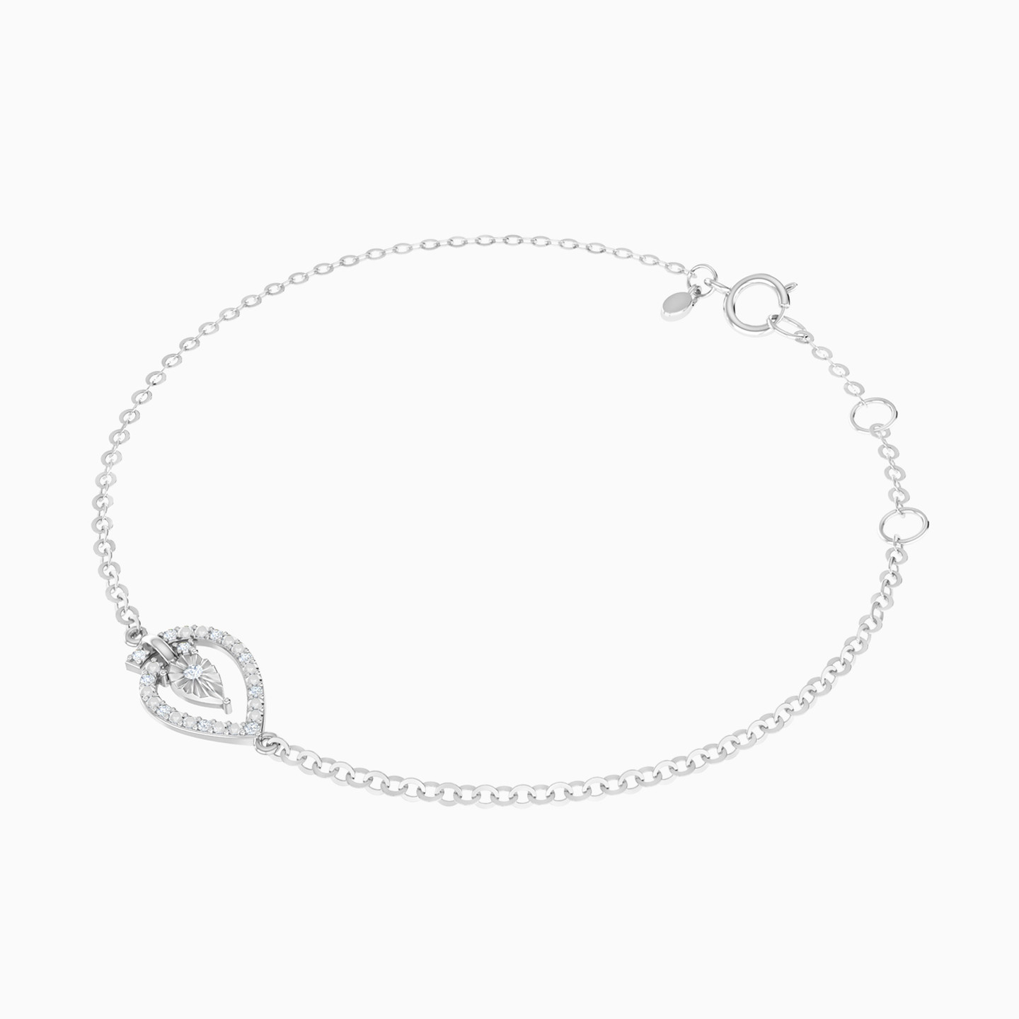Teardrop Frame Diamond Chain Bracelet in 18K Gold - 3 Teardrop Frame Diamond Chain Bracelet in 18K Gold - 3