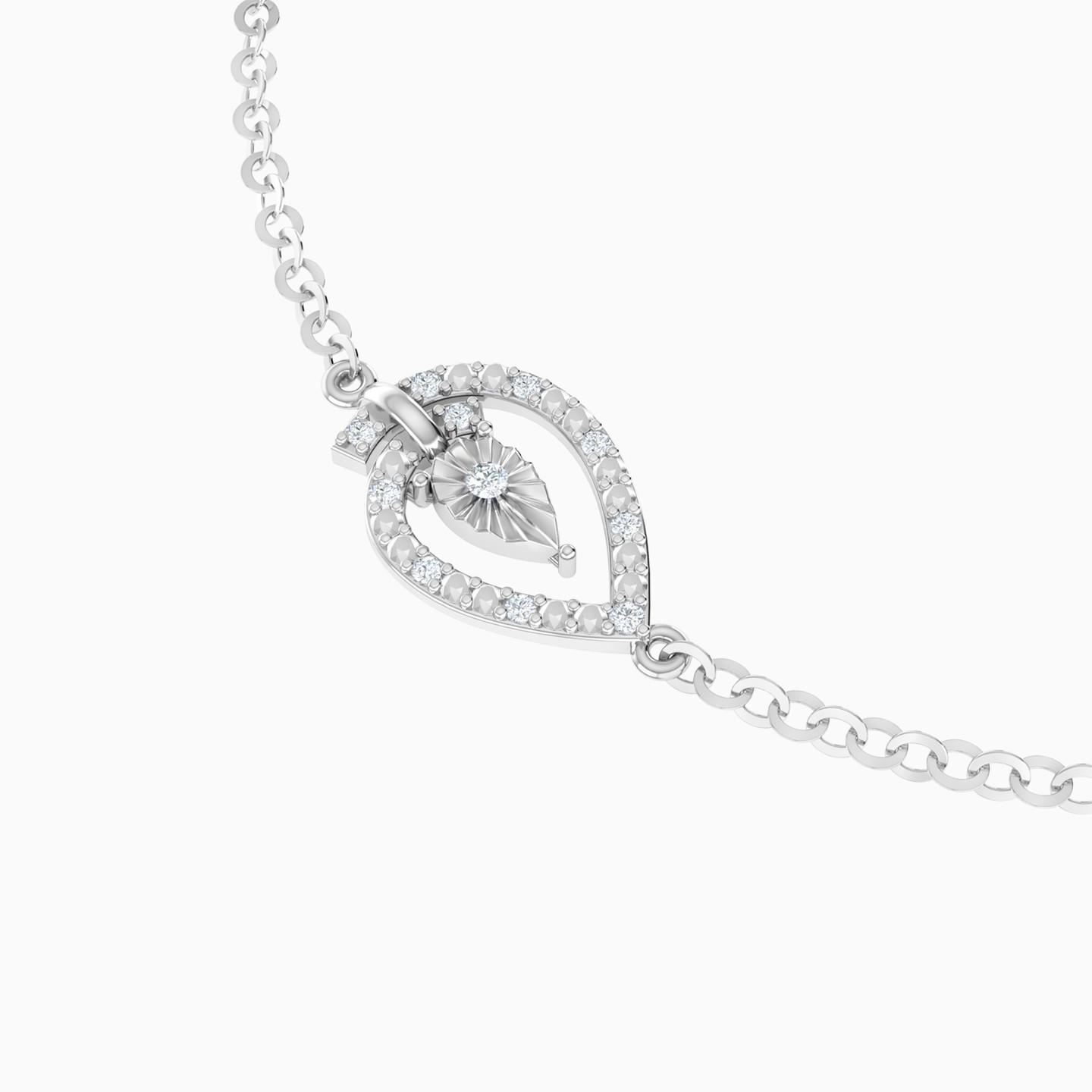 Teardrop Frame Diamond Chain Bracelet in 18K Gold - 4 Teardrop Frame Diamond Chain Bracelet in 18K Gold - 4