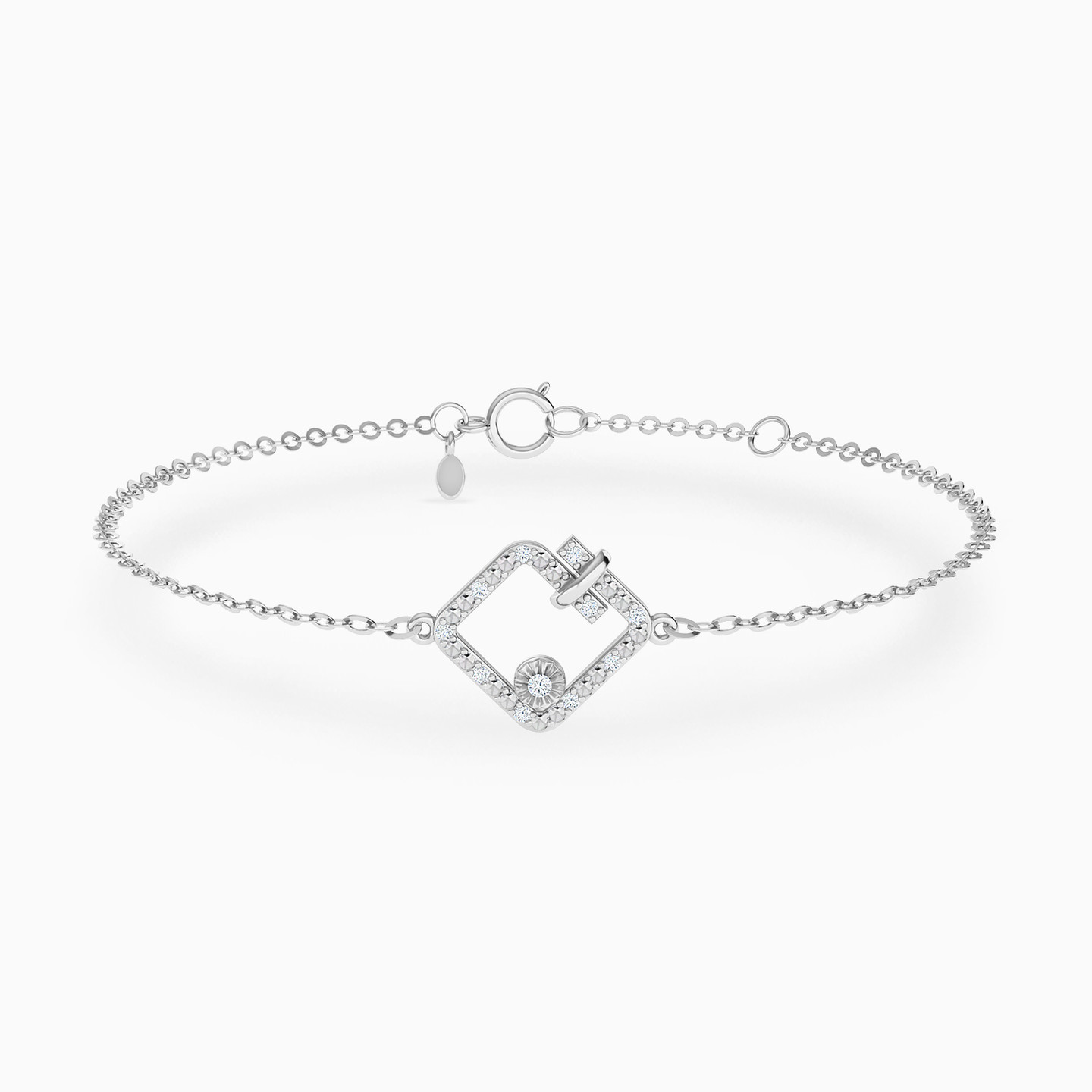 Square & Round Diamond Chain Bracelet in 18K Gold Square & Round Diamond Chain Bracelet in 18K Gold