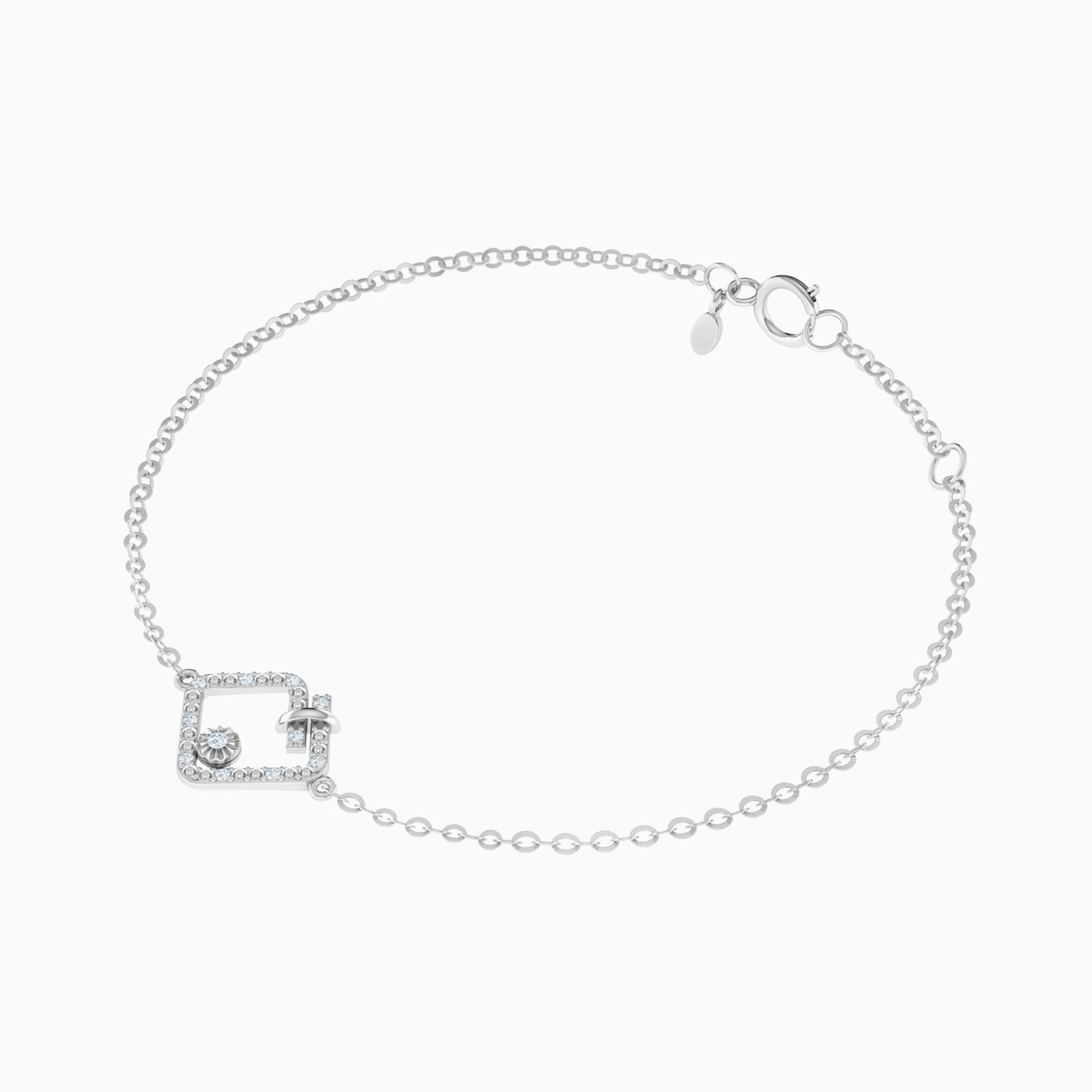 Square & Round Diamond Chain Bracelet in 18K Gold - 3 Square & Round Diamond Chain Bracelet in 18K Gold - 3