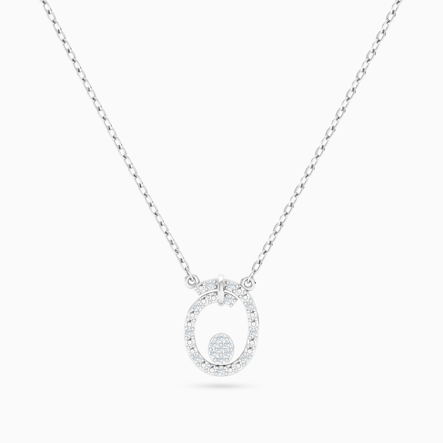 Oval Open Frame Diamond Necklace in 18K Gold Oval Open Frame Diamond Necklace in 18K Gold