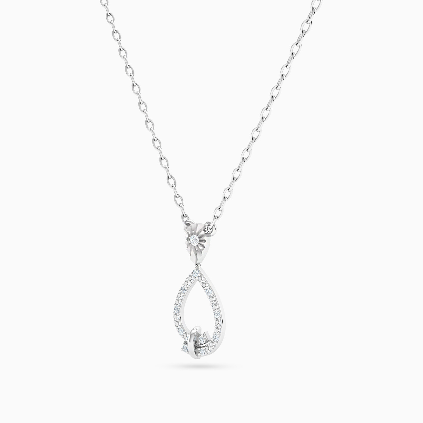 Teardrop Open Frame Diamond Necklace in 18K Gold - 2 Teardrop Open Frame Diamond Necklace in 18K Gold - 2