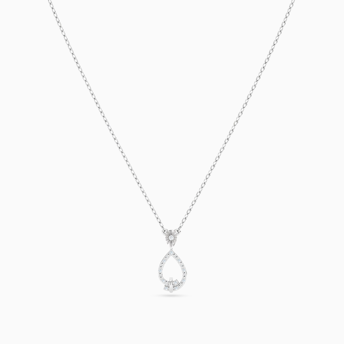 Teardrop Open Frame Diamond Necklace in 18K Gold - 3 Teardrop Open Frame Diamond Necklace in 18K Gold - 3