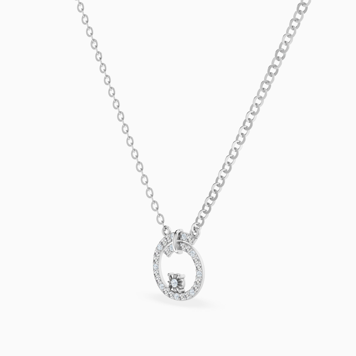 Open Circle Diamond Necklace in 18K Gold - 2 Open Circle Diamond Necklace in 18K Gold - 2