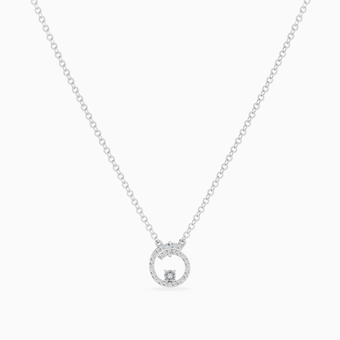Open Circle Diamond Necklace in 18K Gold - 3 Open Circle Diamond Necklace in 18K Gold - 3