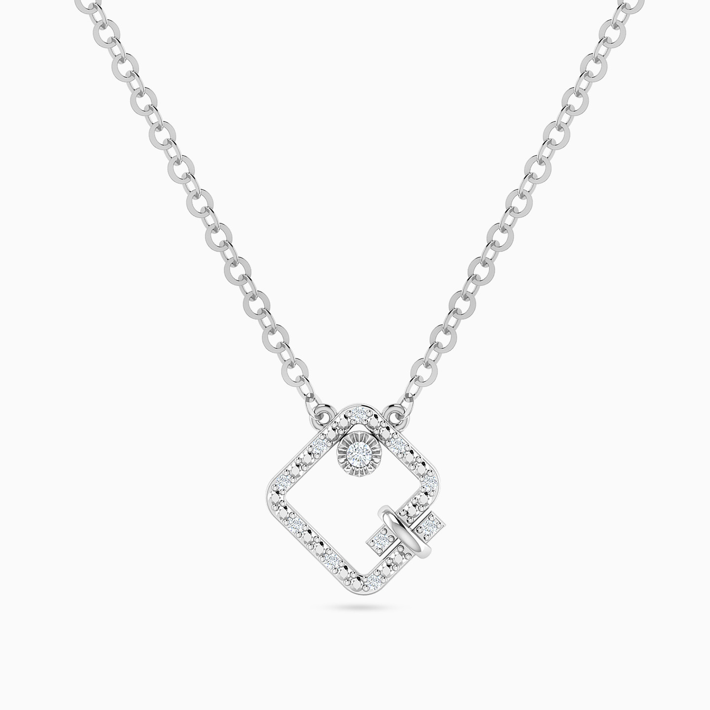 Square & Round Diamond Necklace in 18K Gold Square & Round Diamond Necklace in 18K Gold