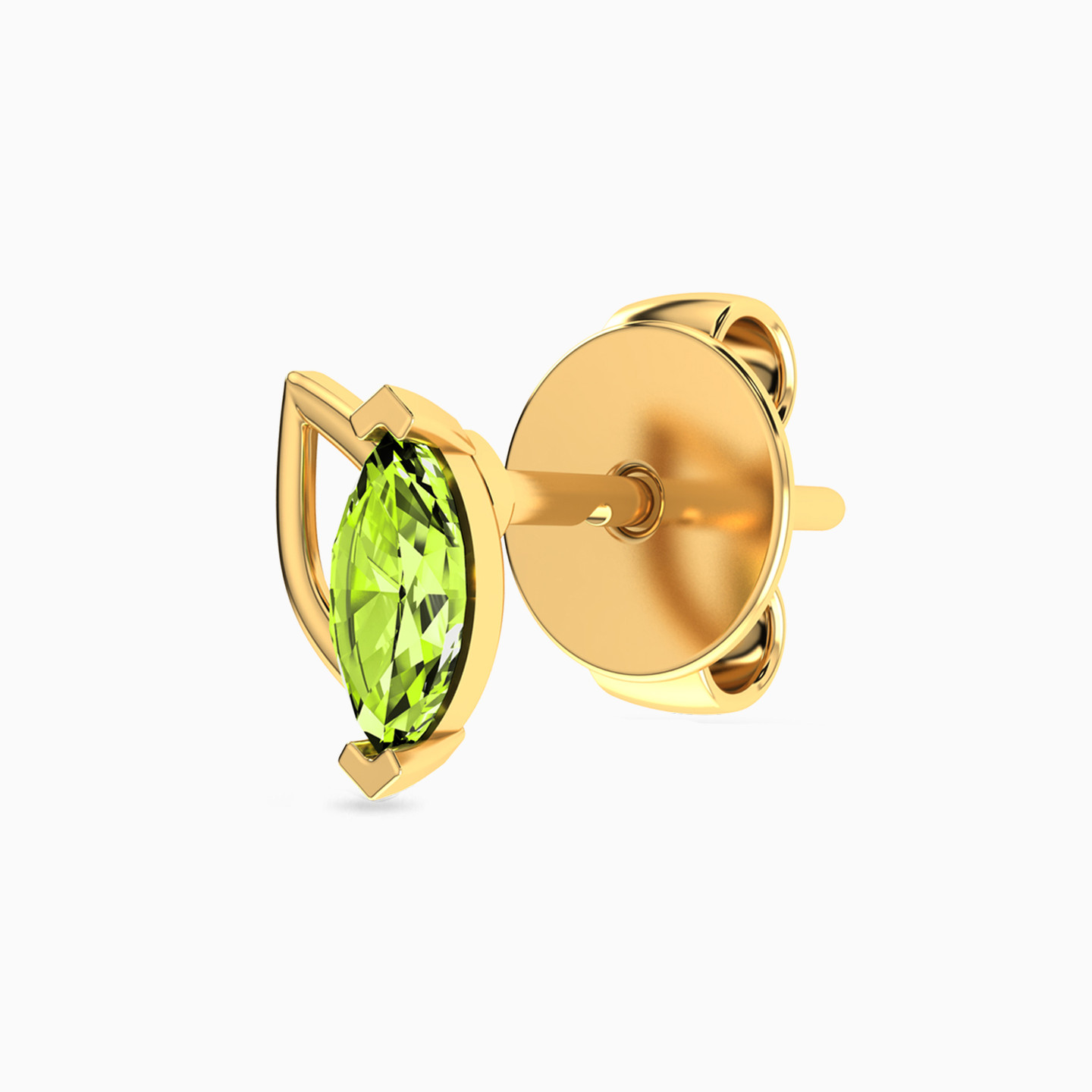 Marquise Green Stones Stud Earrings in 14K Gold - 3 Marquise Green Stones Stud Earrings in 14K Gold - 3