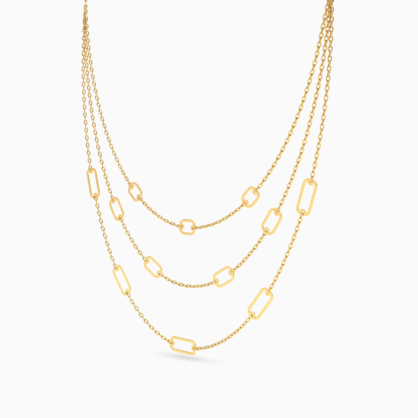 Links Layered Necklace in 14K Gold - 2 Links Layered Necklace in 14K Gold - 2