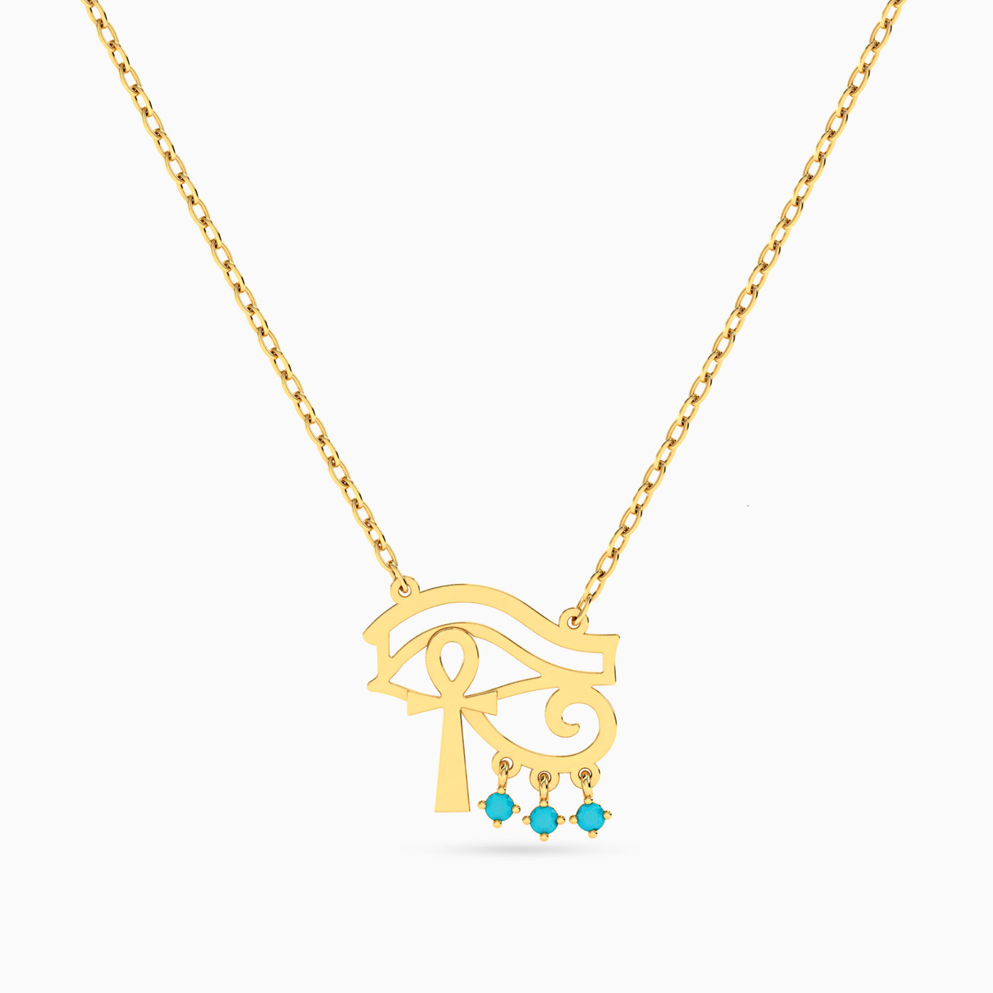 Eye of Horus Colored Stones Necklace in 14K Gold Eye of Horus Colored Stones Necklace in 14K Gold