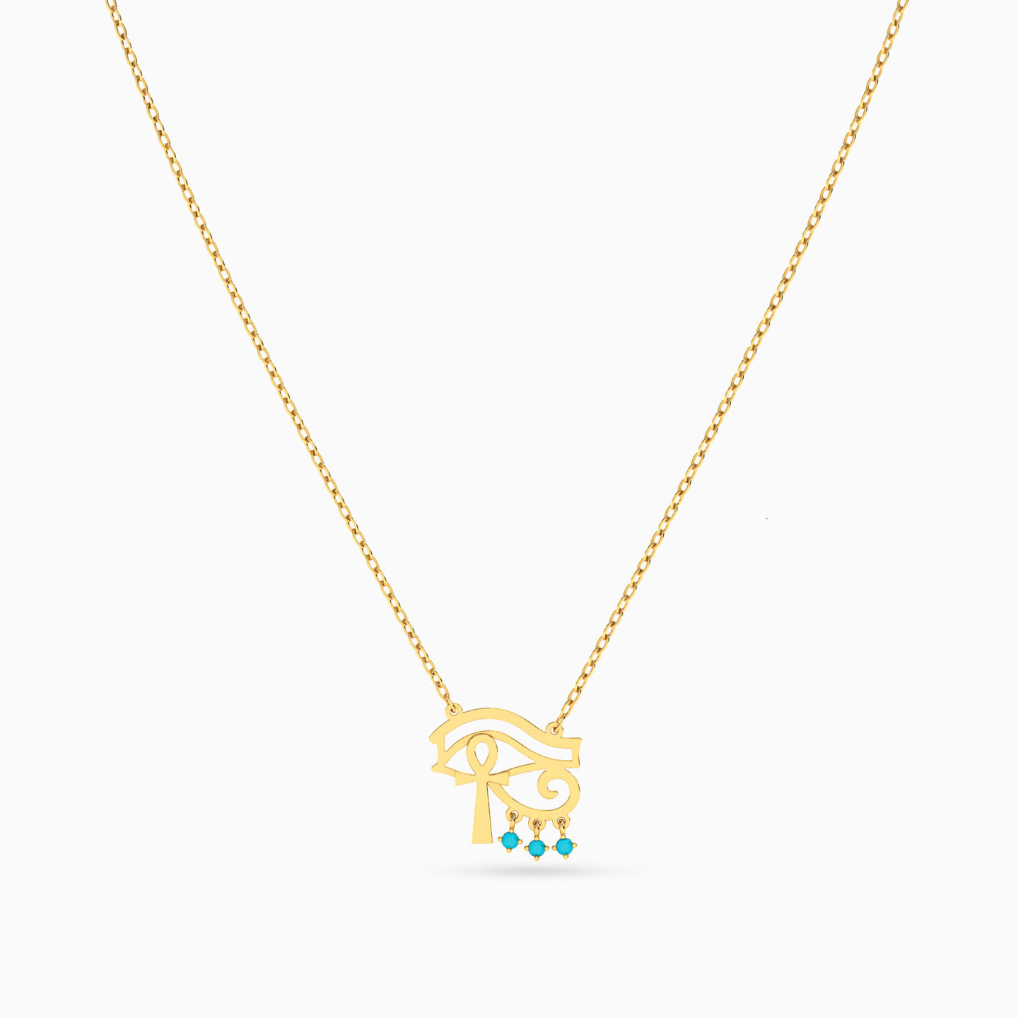 Eye of Horus Colored Stones Necklace in 14K Gold - 3 Eye of Horus Colored Stones Necklace in 14K Gold - 3