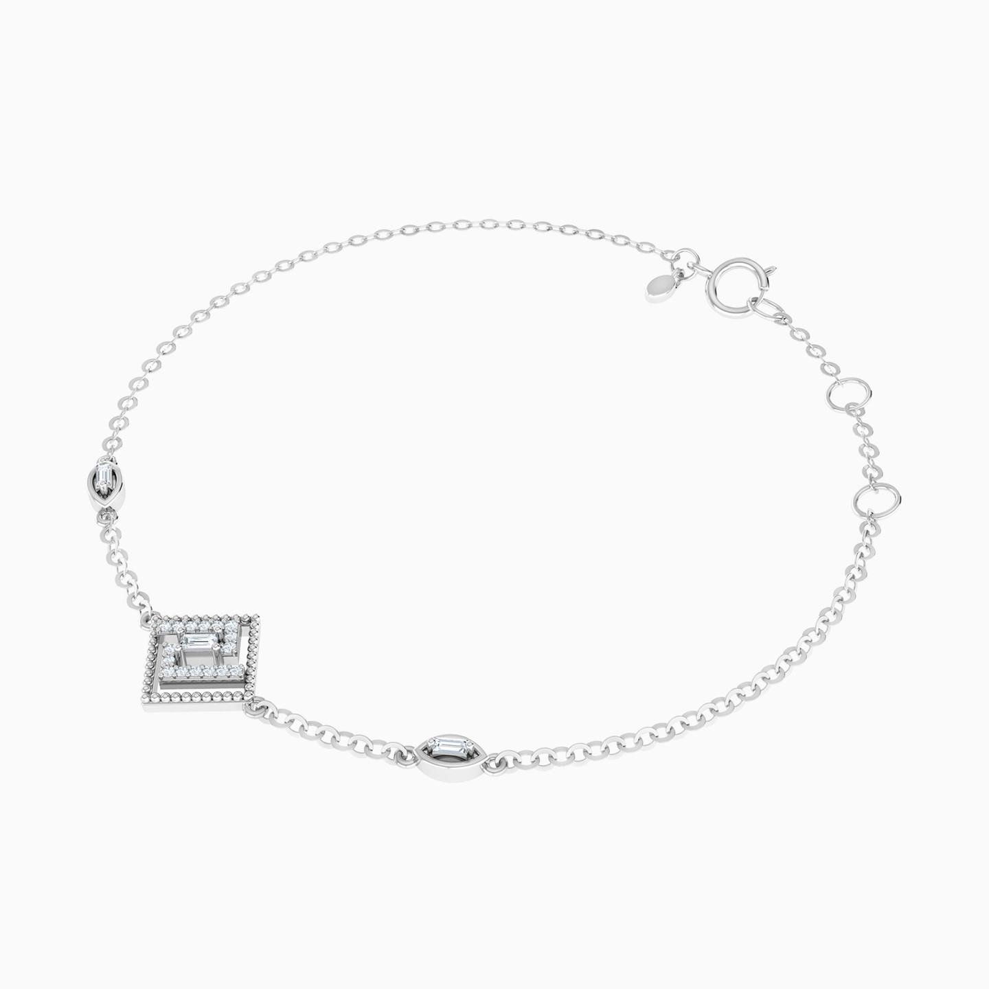 Square & Marquise Diamond Chain Bracelet in 18K Gold - 3 Square & Marquise Diamond Chain Bracelet in 18K Gold - 3