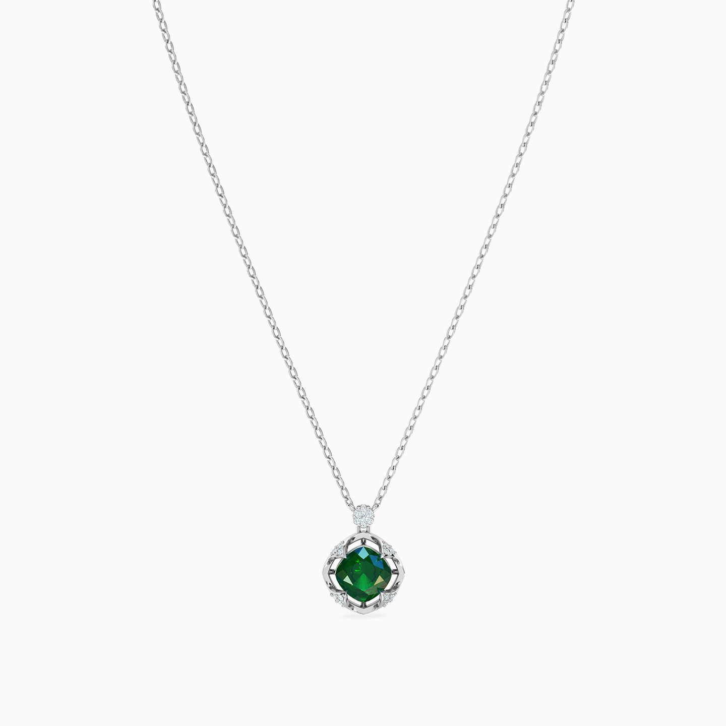 18K Gold Diamond & Colored Stones Pendant Necklace - 3