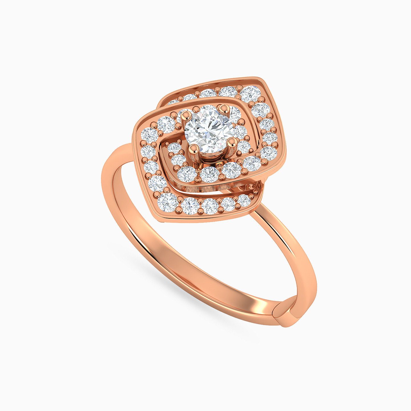 Sleek Band & Interlocked Squares Diamond Ring in 18K Gold - 3 Sleek Band & Interlocked Squares Diamond Ring in 18K Gold - 3