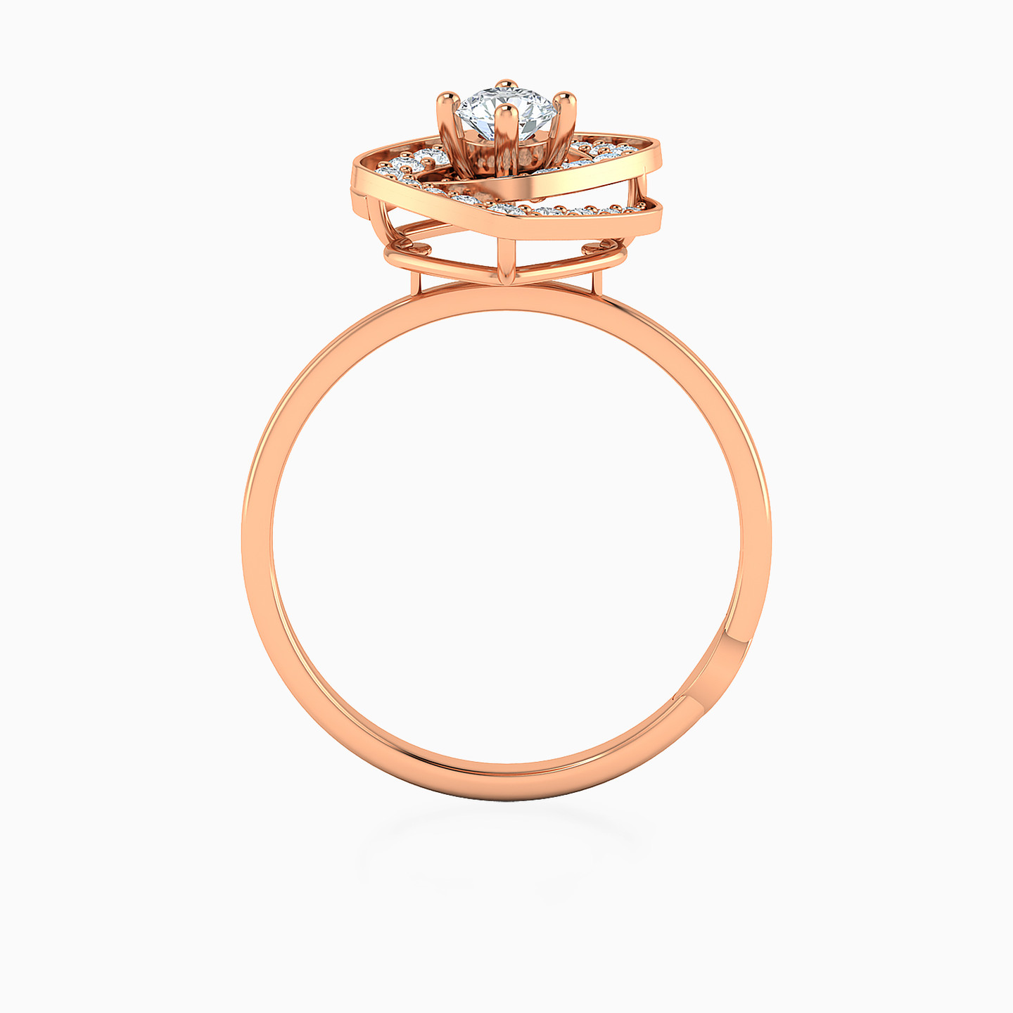 Sleek Band & Interlocked Squares Diamond Ring in 18K Gold - 4 Sleek Band & Interlocked Squares Diamond Ring in 18K Gold - 4
