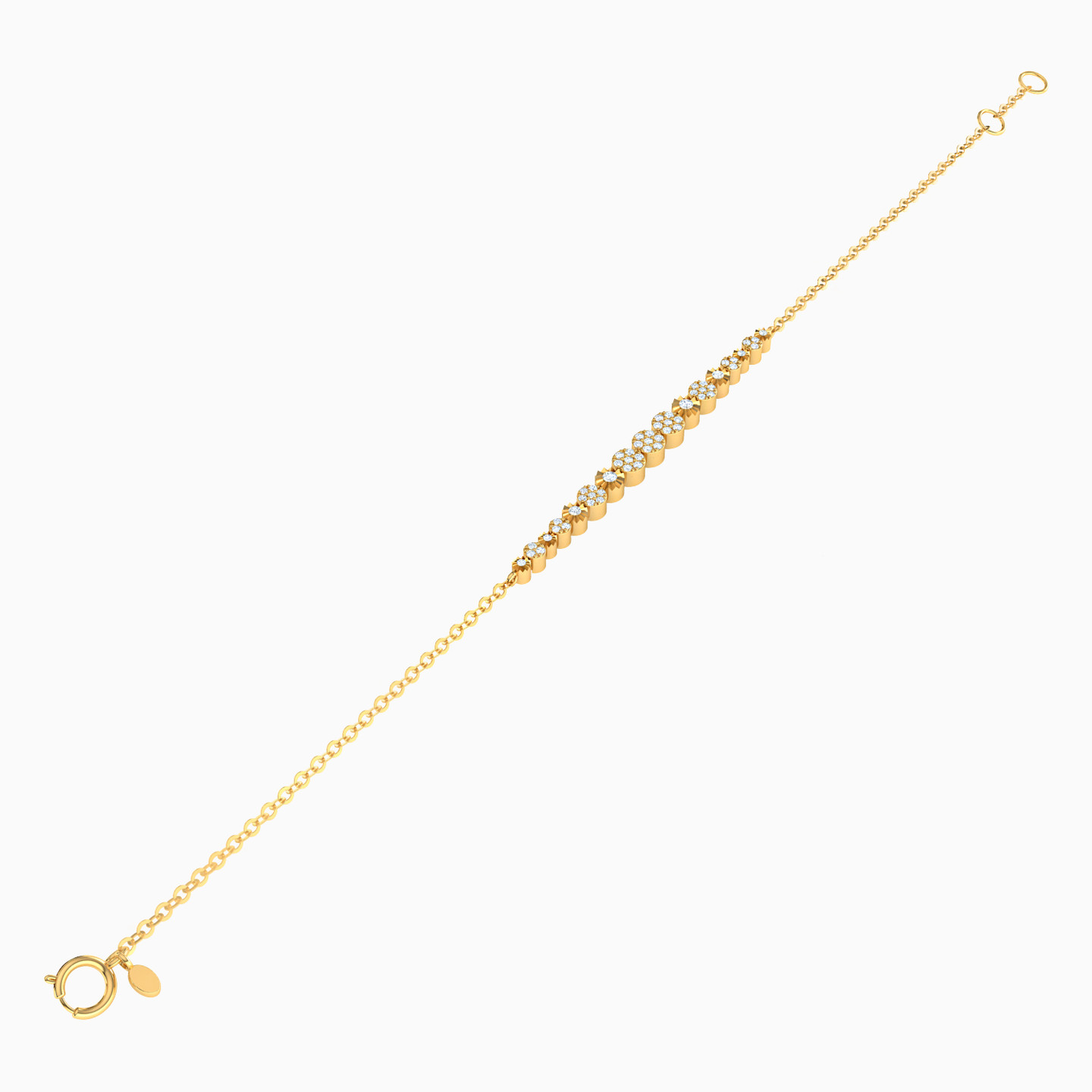 Floral Clusters Diamond Chain Bracelet in 14K Gold - 4 Floral Clusters Diamond Chain Bracelet in 14K Gold - 4