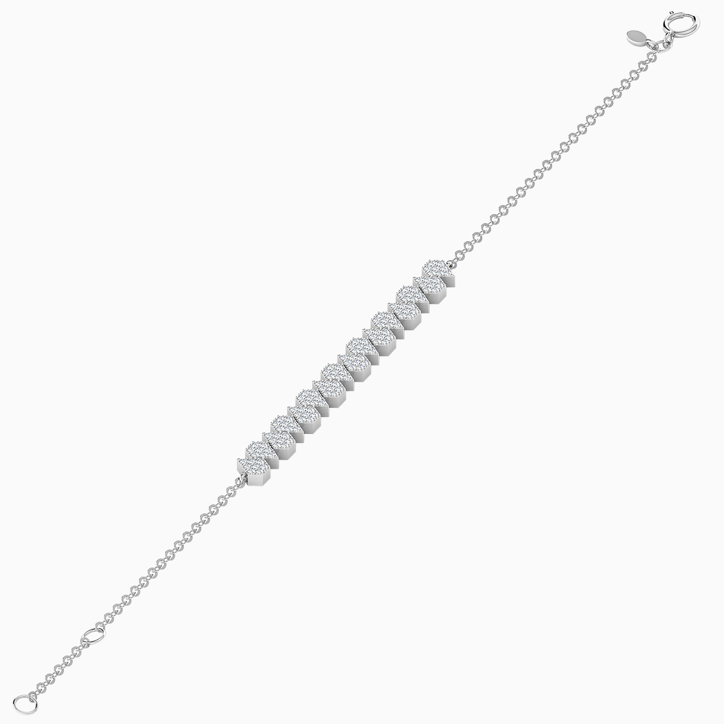 أسورة بسلسلة شكل جوهرة ذهب عيار 14 قيراط مزينة بالألماس - 4 أسورة بسلسلة شكل جوهرة ذهب عيار 14 قيراط مزينة بالألماس - 4