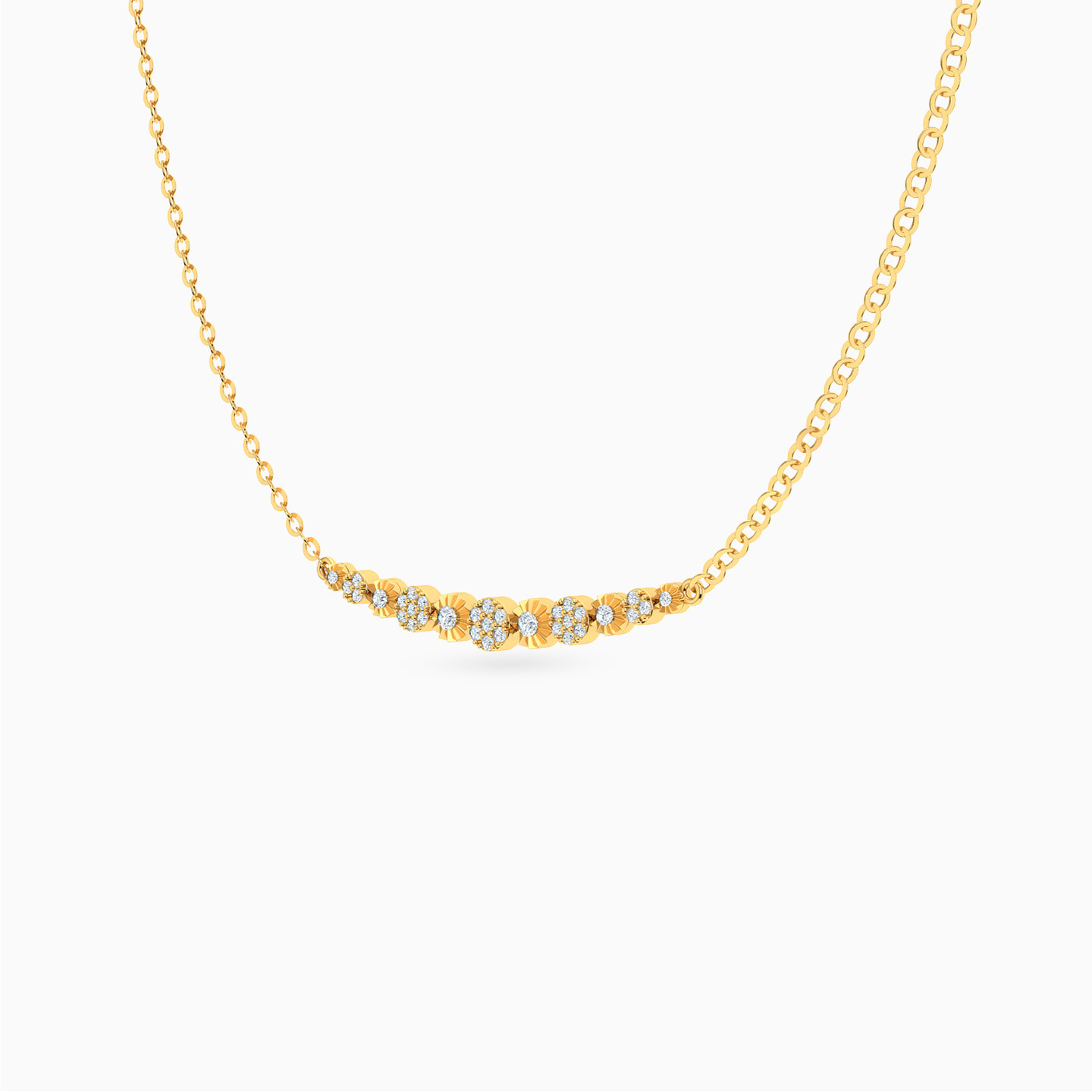 سلسلة تشوكر شكل تجميعات وردية ذهب عيار 14 قيراط مزينة بالألماس - 2 سلسلة تشوكر شكل تجميعات وردية ذهب عيار 14 قيراط مزينة بالألماس - 2