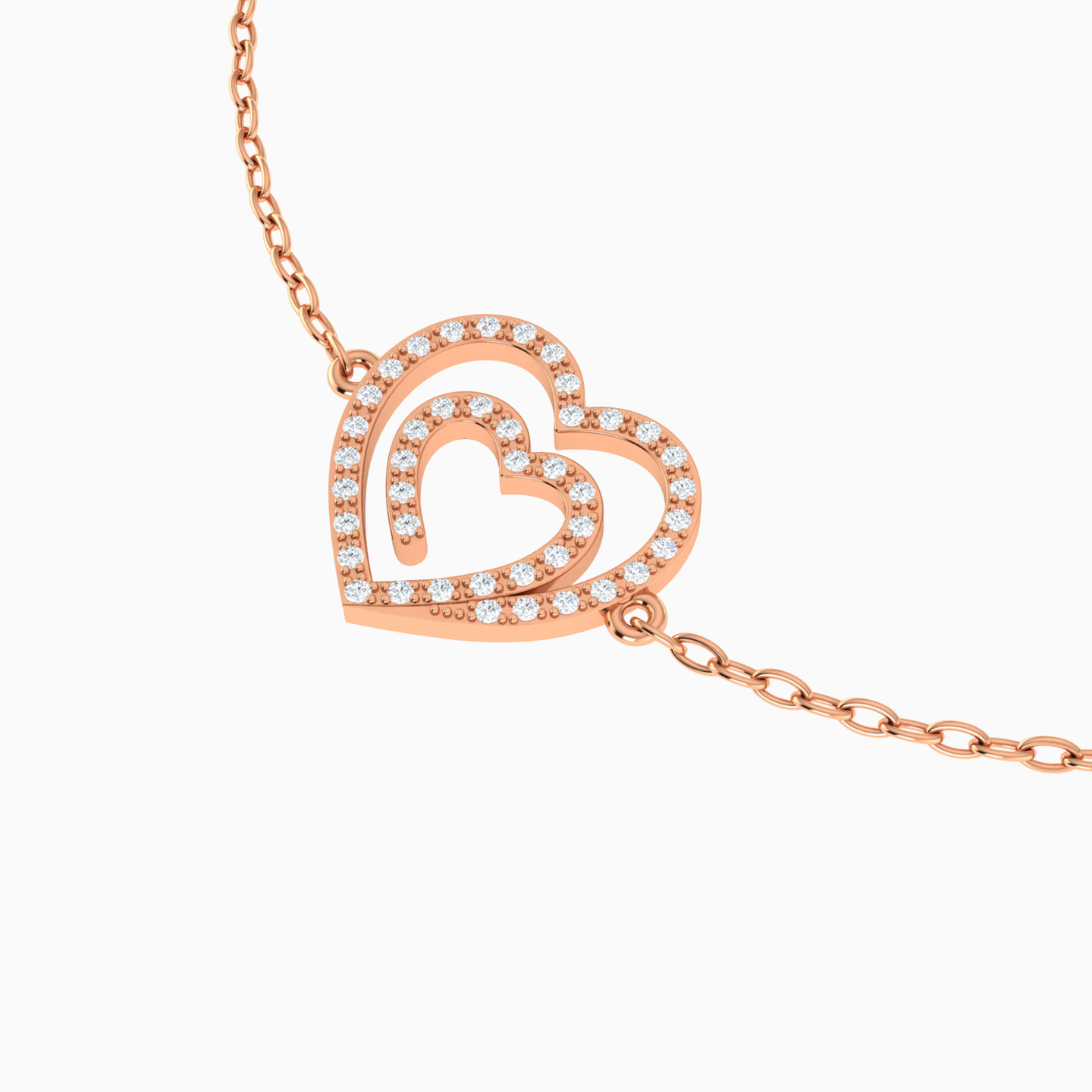 Spiral Heart Diamond Chain Bracelet in 18K Gold - 4 Spiral Heart Diamond Chain Bracelet in 18K Gold - 4