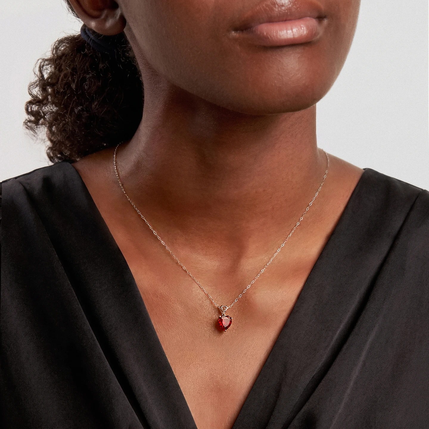 Open Heart Pink Stone Necklace in 14K Gold - 2 Open Heart Pink Stone Necklace in 14K Gold - 2