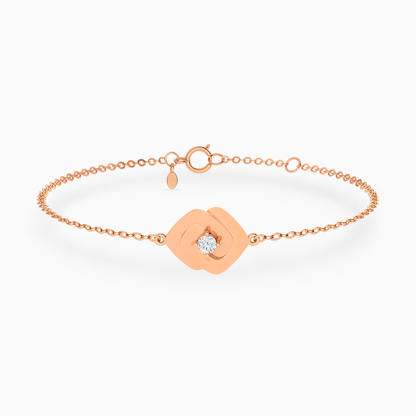 Sleek Interlocked Squares Diamond Chain Bracelet in 18K Gold Sleek Interlocked Squares Diamond Chain Bracelet in 18K Gold