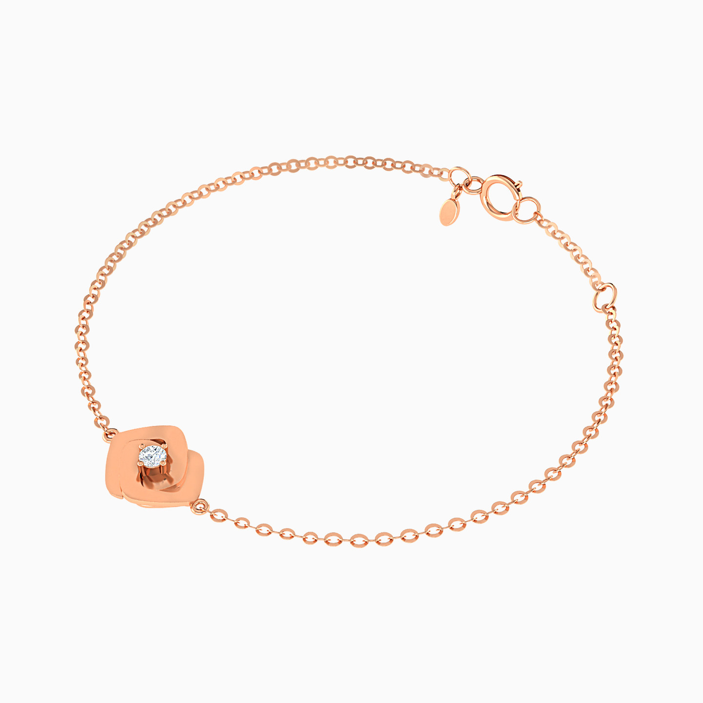 Sleek Interlocked Squares Diamond Chain Bracelet in 18K Gold - 3 Sleek Interlocked Squares Diamond Chain Bracelet in 18K Gold - 3