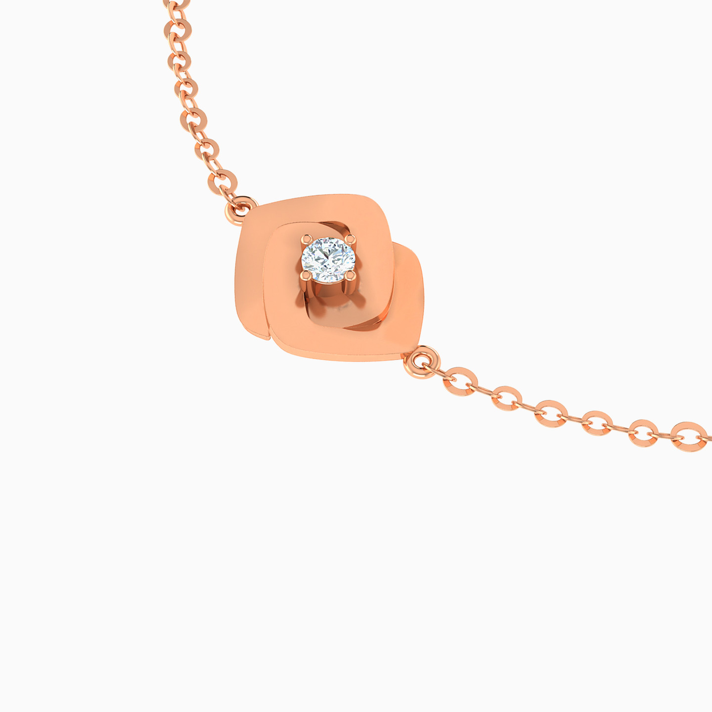 Sleek Interlocked Squares Diamond Chain Bracelet in 18K Gold - 4 Sleek Interlocked Squares Diamond Chain Bracelet in 18K Gold - 4