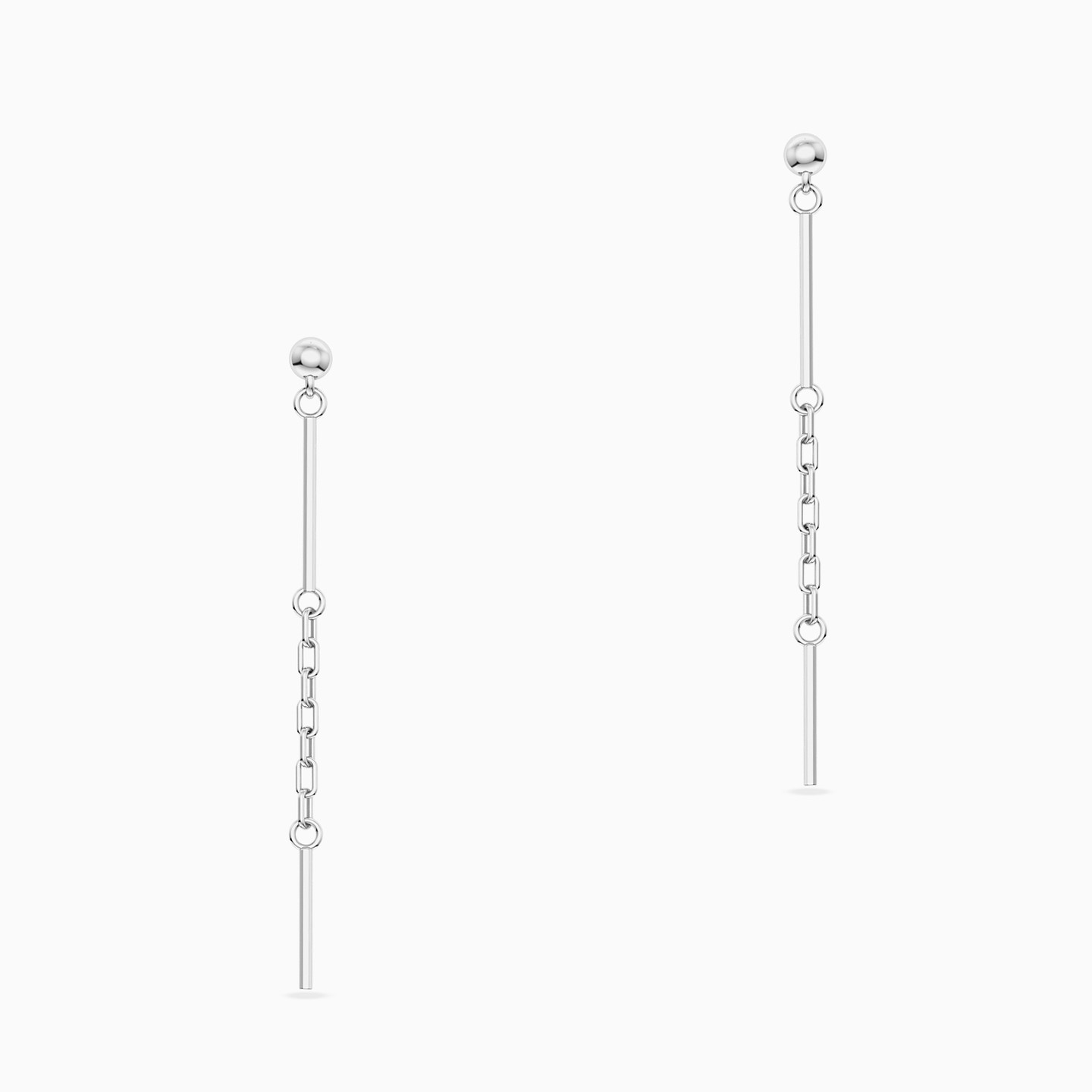 أقراط متدلية شكل خطوط عمودية فضة - 3 أقراط متدلية شكل خطوط عمودية فضة - 3