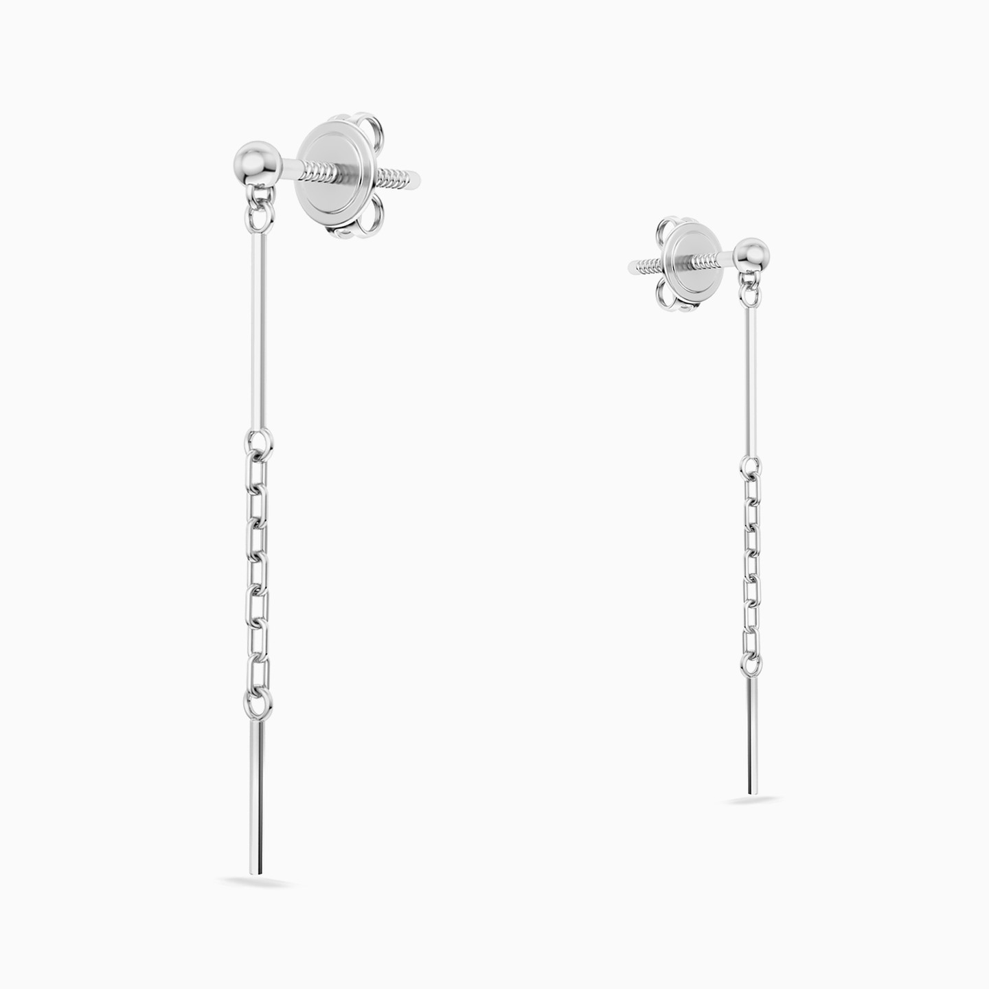 أقراط متدلية شكل خطوط عمودية فضة - 4 أقراط متدلية شكل خطوط عمودية فضة - 4