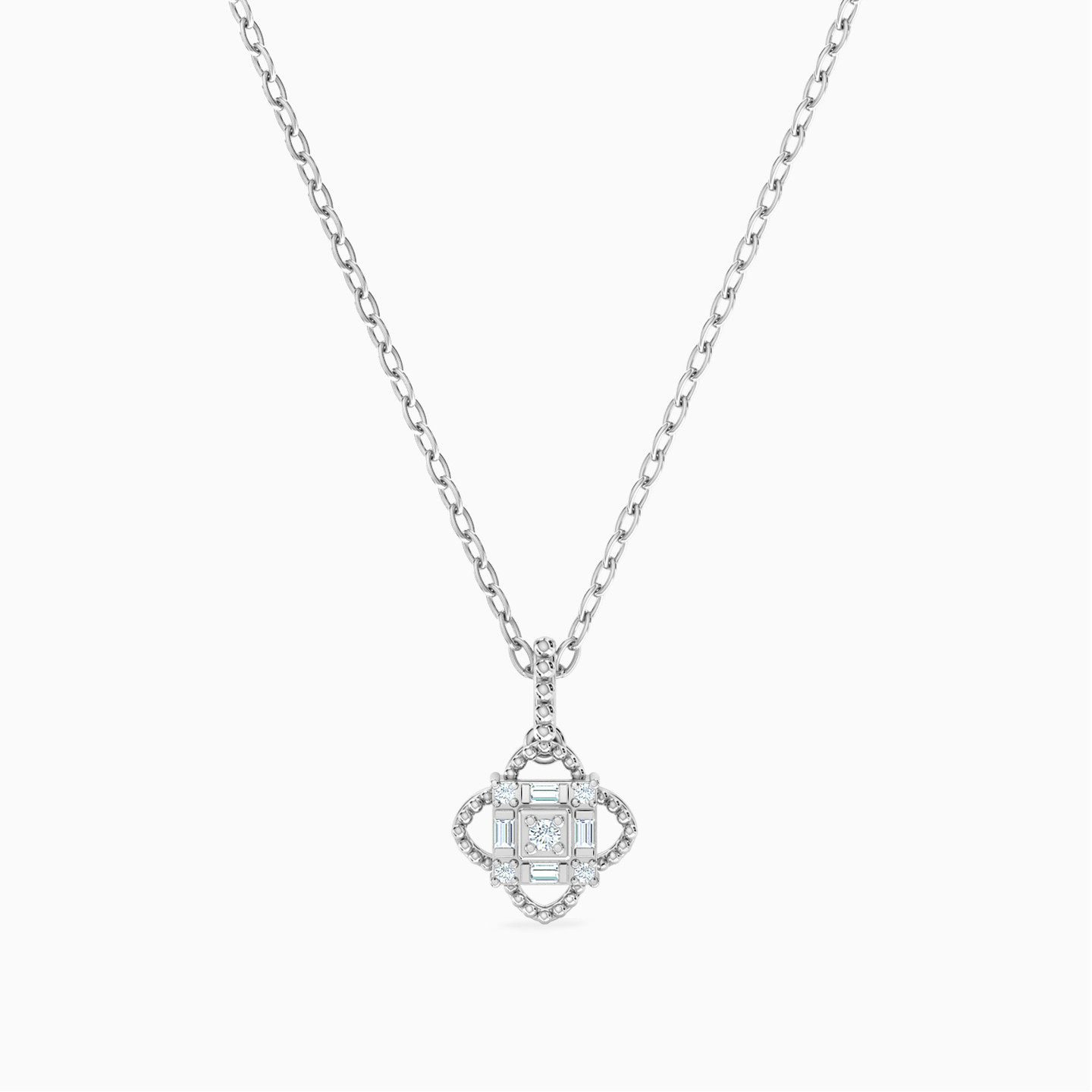 Square Diamond Necklace in 18K Gold