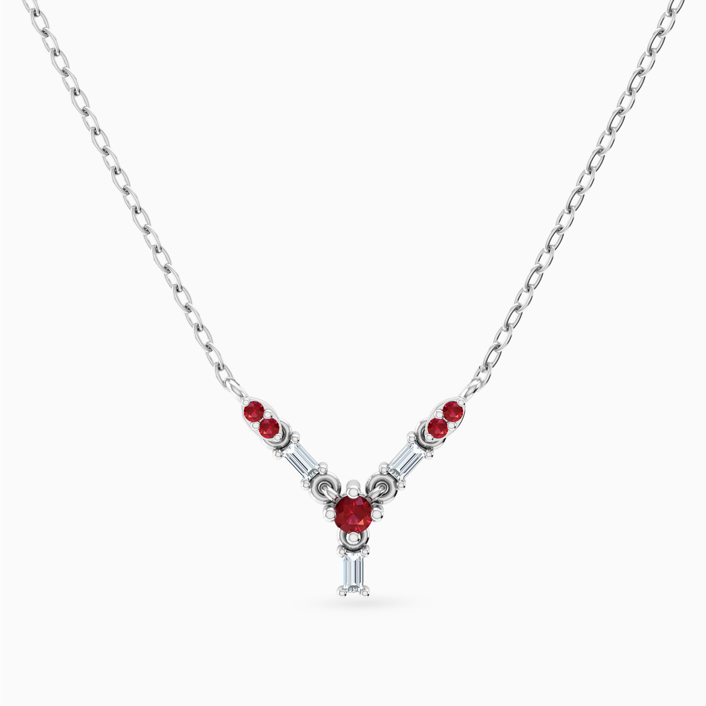 Y-Shape Diamonds & Colored Stones Necklace in 18K Gold Y-Shape Diamonds & Colored Stones Necklace in 18K Gold