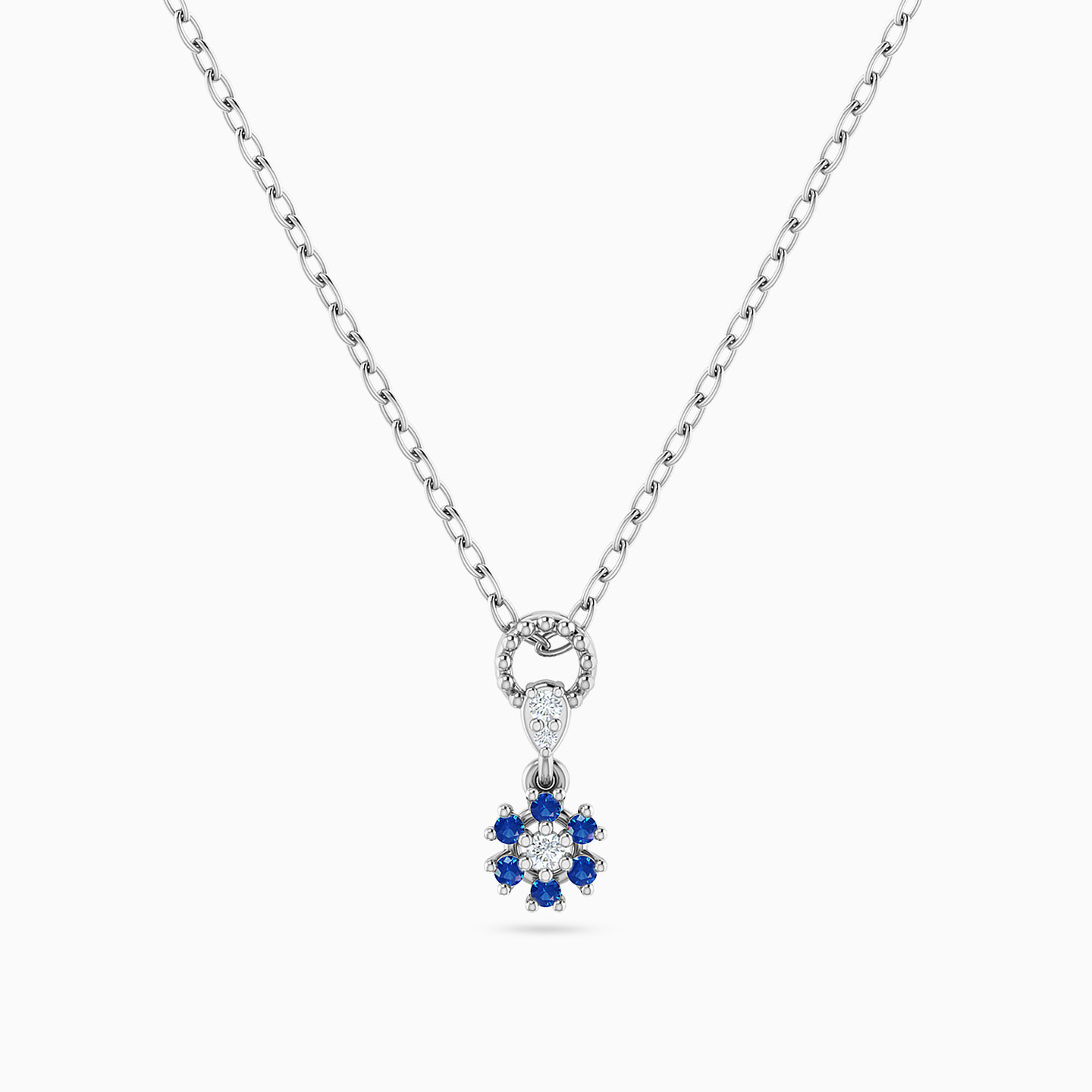 Flower Diamonds & Colored Stones Necklace in 18K Gold Flower Diamonds & Colored Stones Necklace in 18K Gold