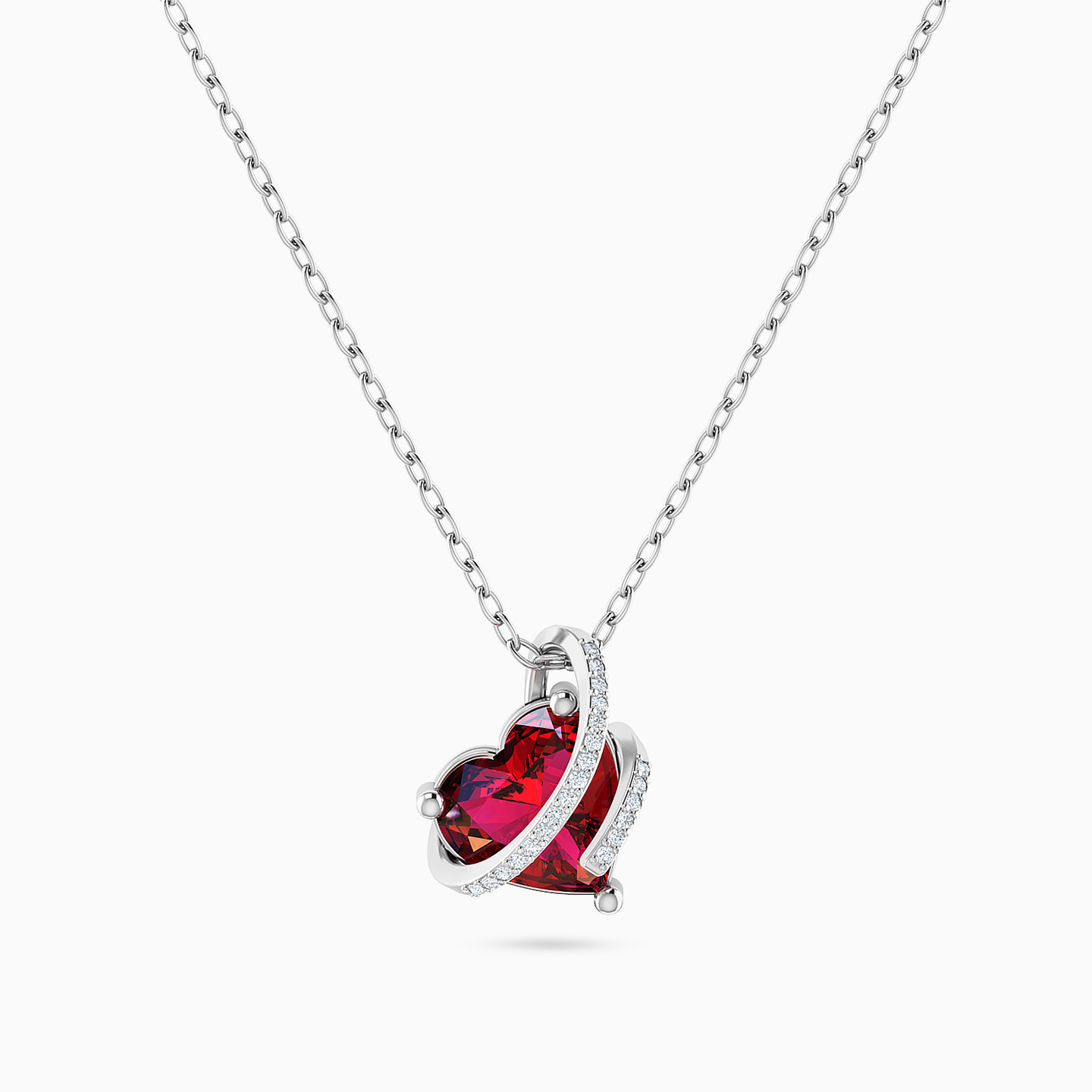 Curve & Heart Red Stone Diamond Necklace in 18K Gold Curve & Heart Red Stone Diamond Necklace in 18K Gold