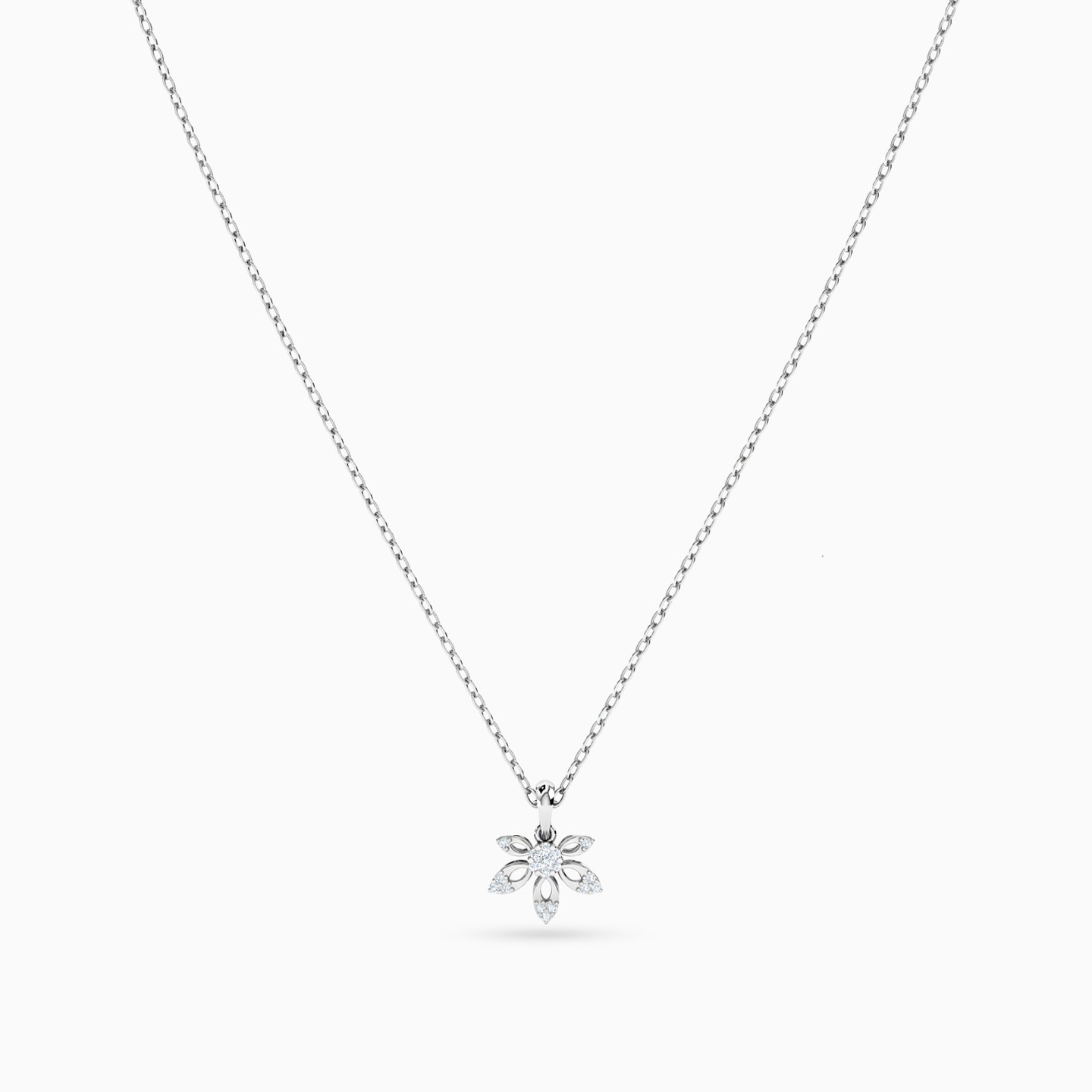 سلسلة ذهب وردة عيار 18 قيراط مزينة بالألماس   - 3