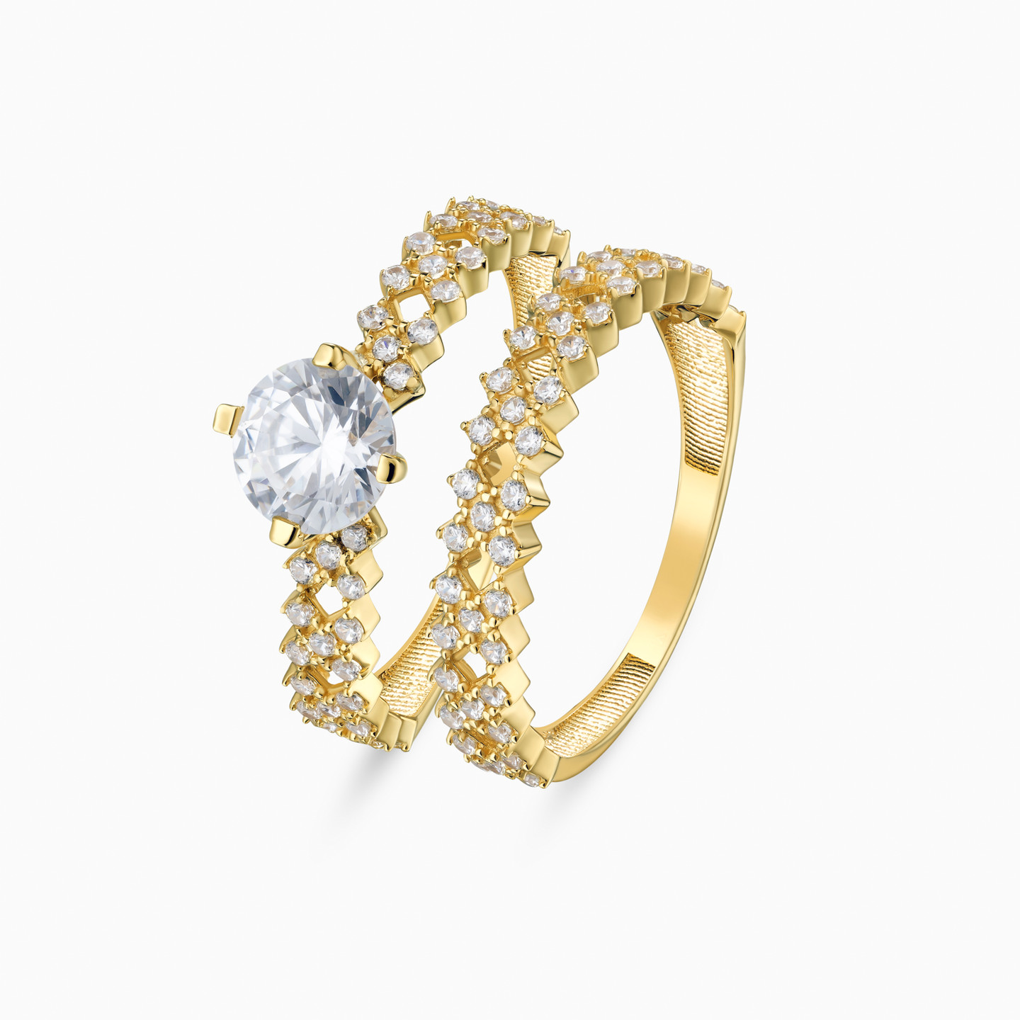 X Shaped Cubic Zirconia Ring In 18K Gold