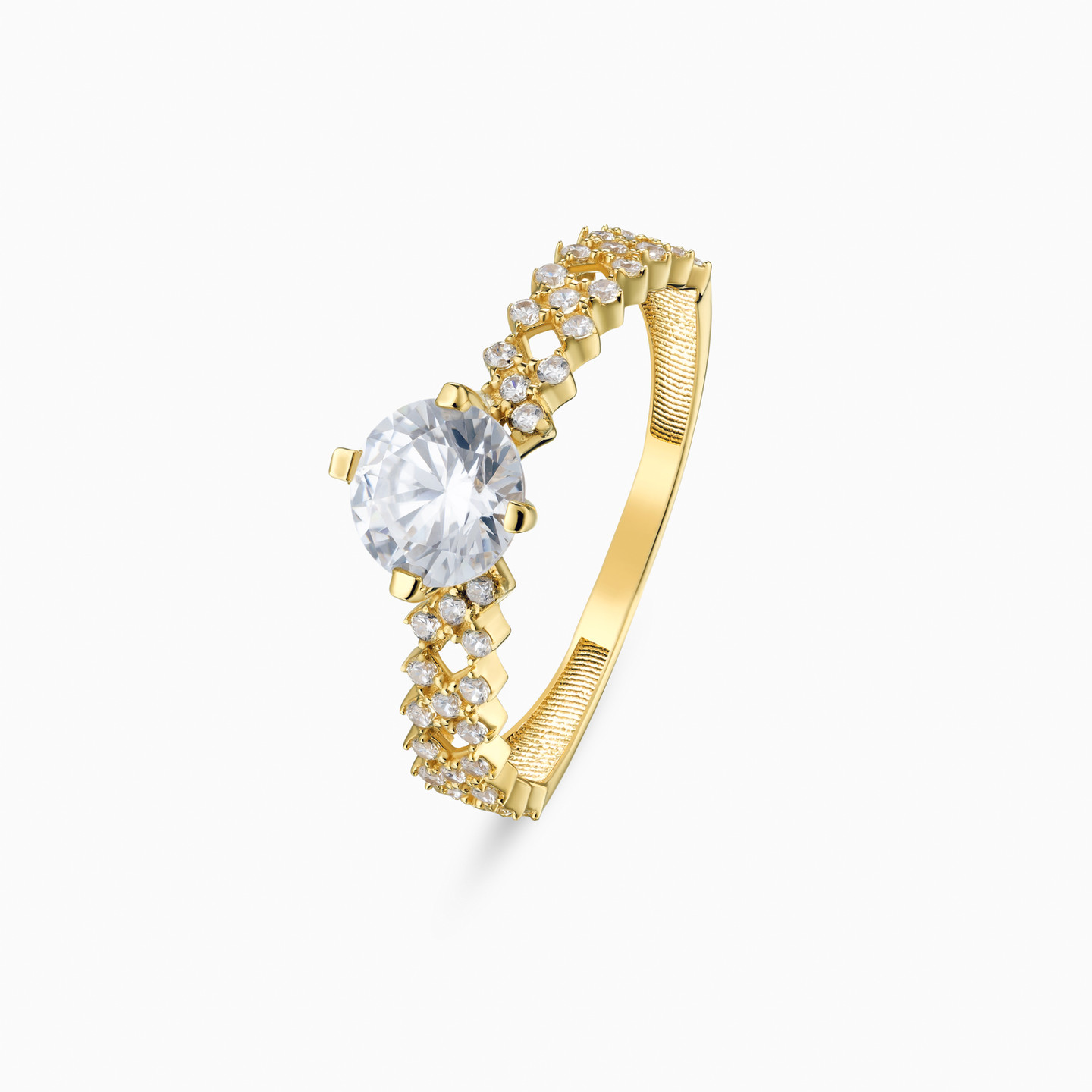 X Shaped Cubic Zirconia Ring In 18K Gold