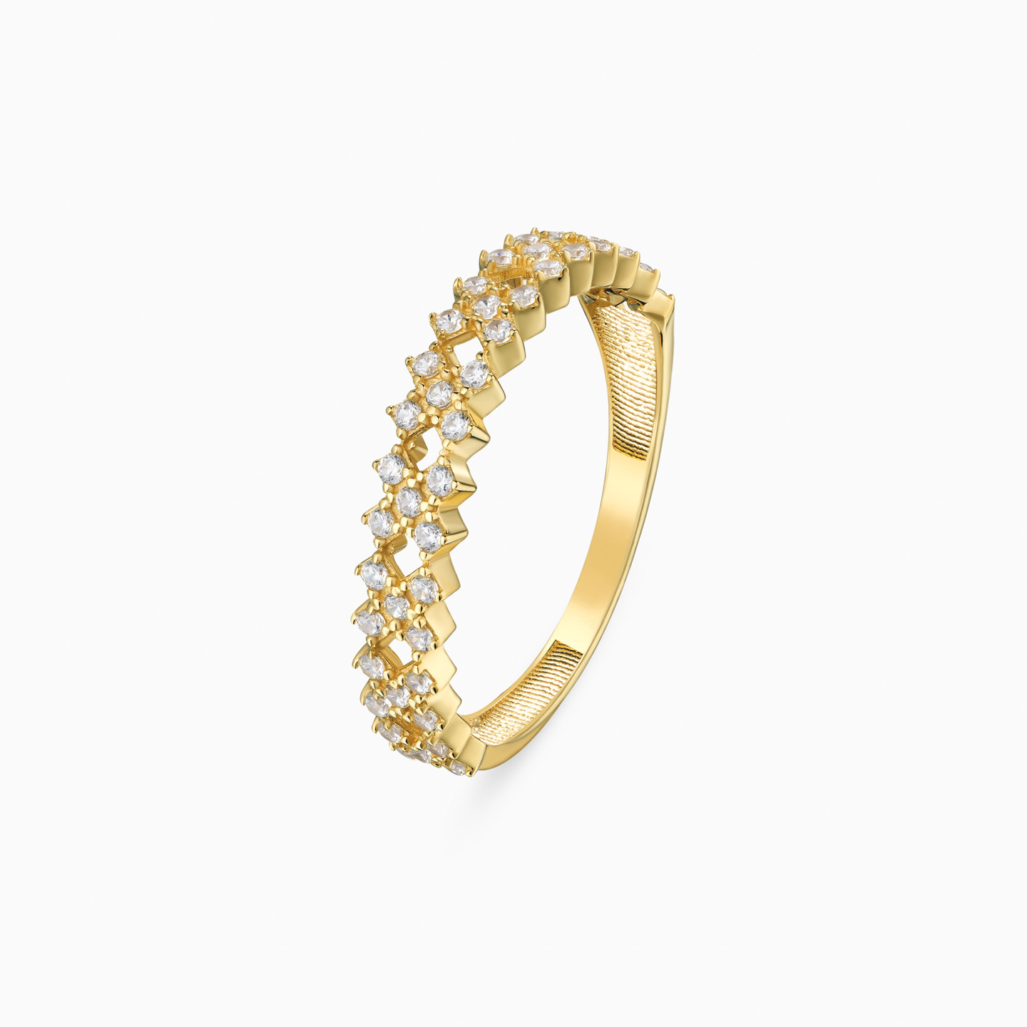 X Shaped Cubic Zirconia Ring In 18K Gold