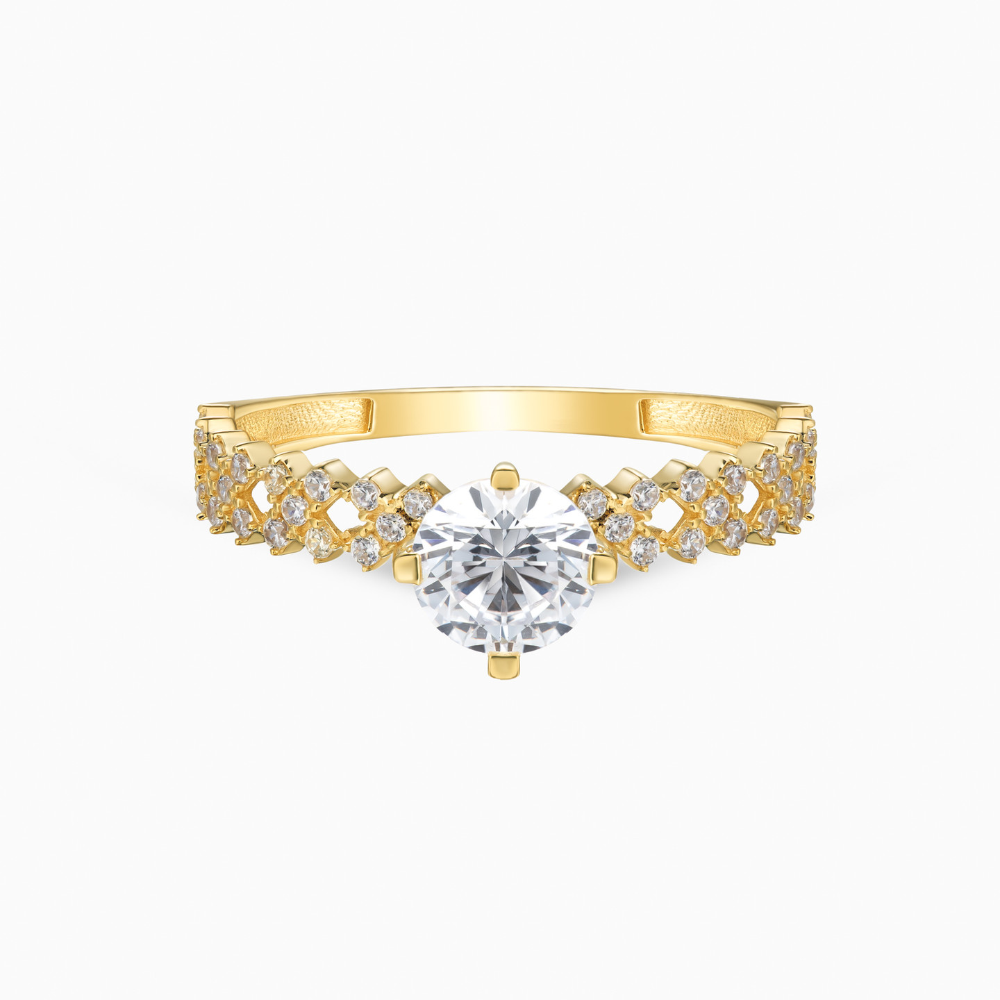 X Shaped Cubic Zirconia Ring In 18K Gold