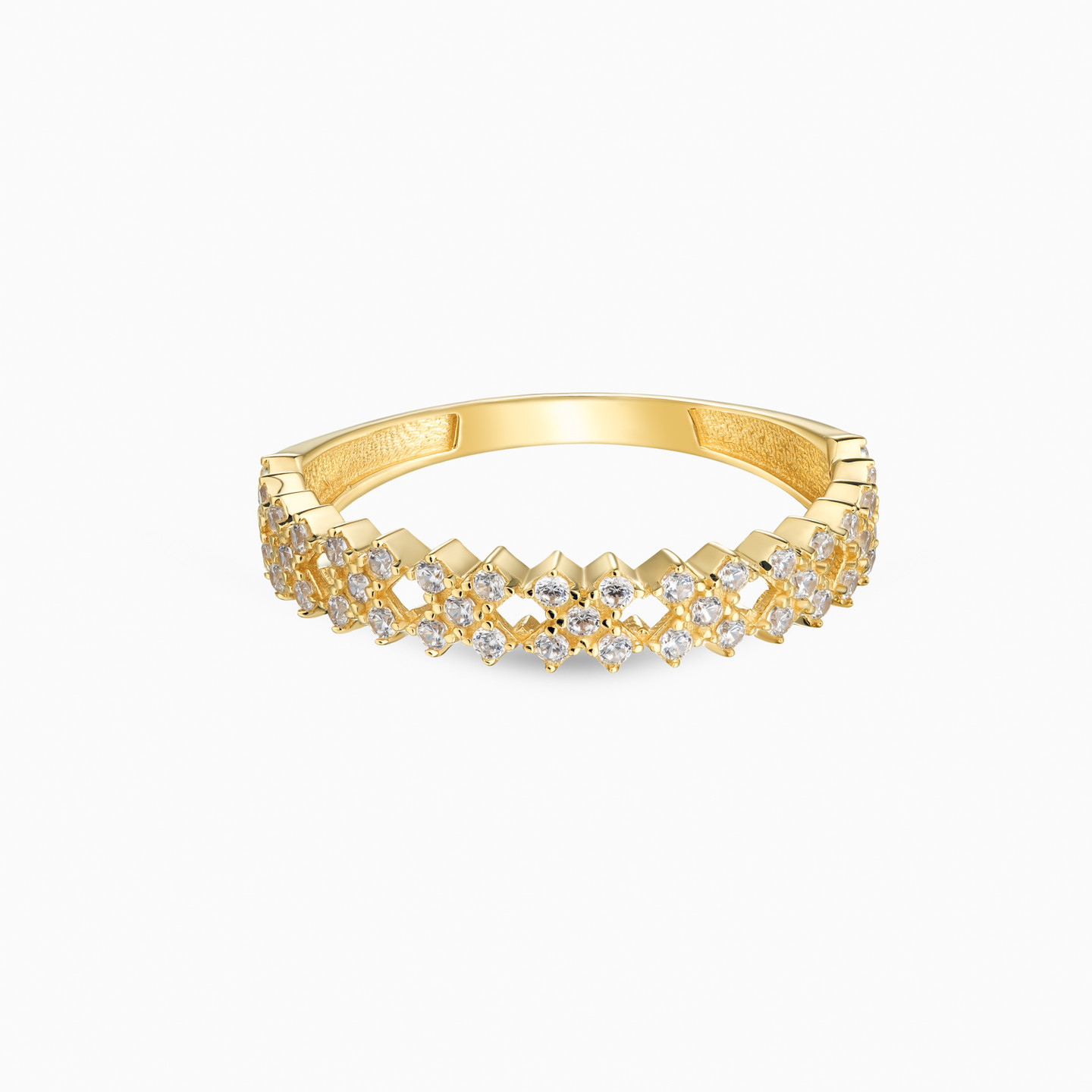 X Shaped Cubic Zirconia Ring In 18K Gold