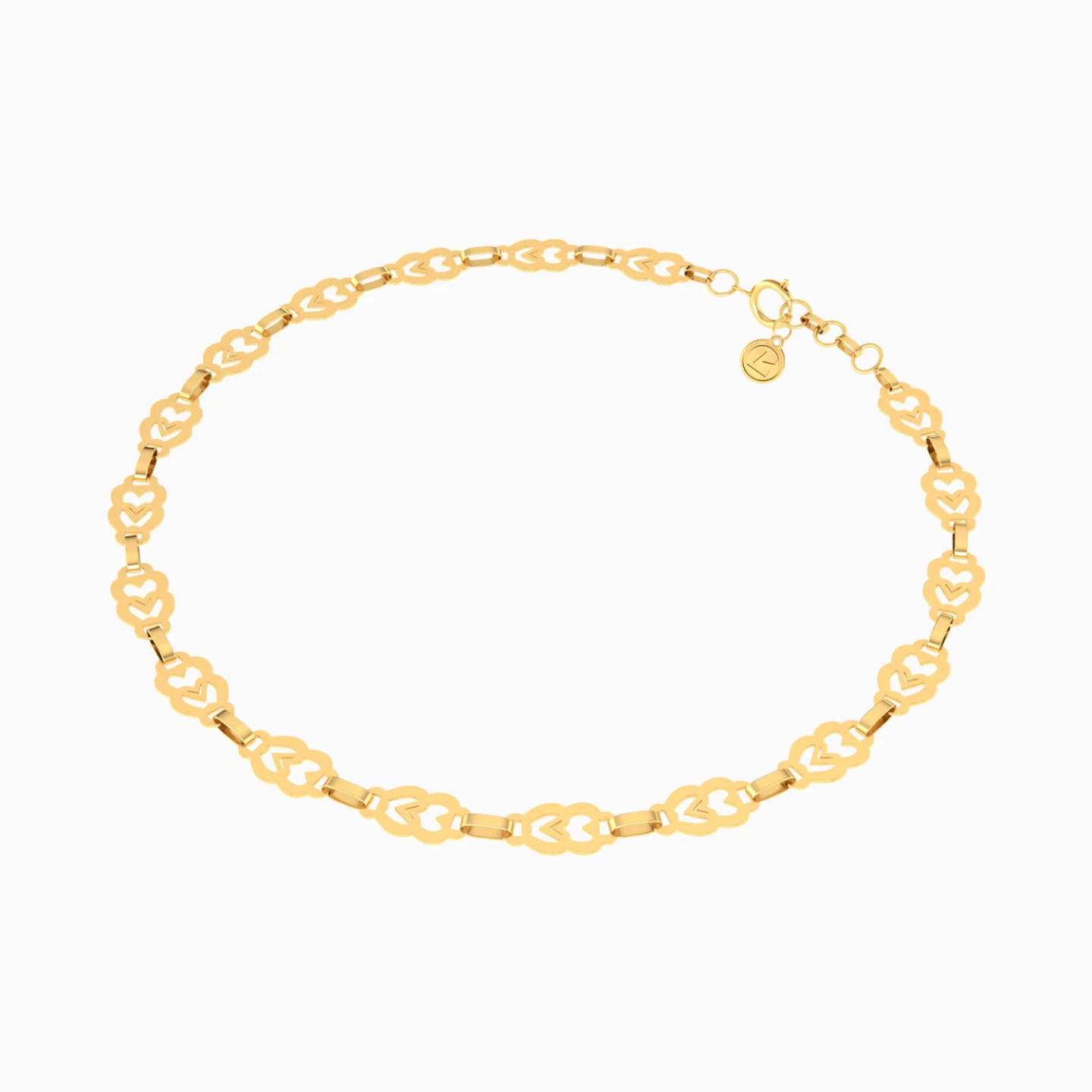 Small Heart Links Chain Bracelet in 18K Gold - 3 Small Heart Links Chain Bracelet in 18K Gold - 3